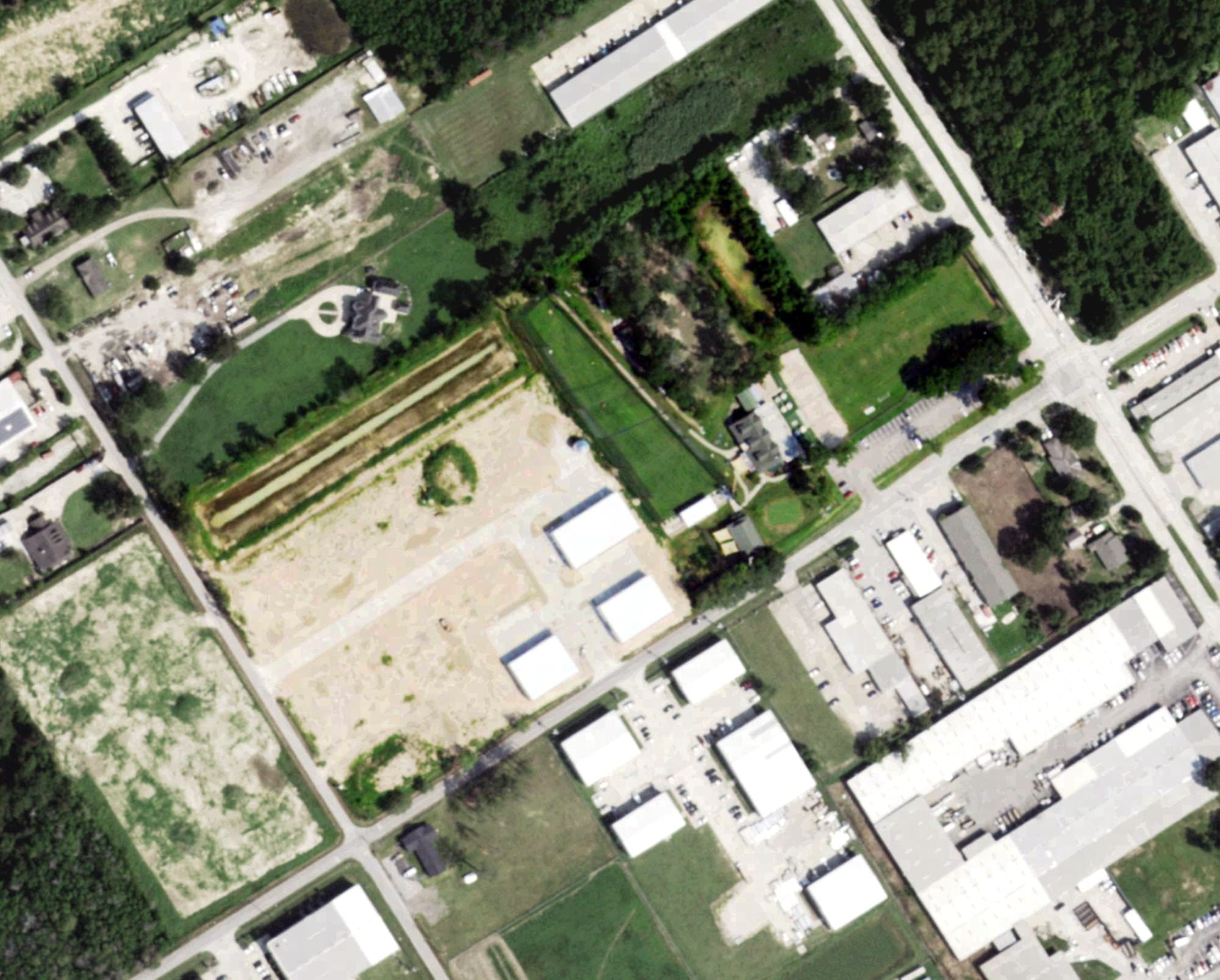 Aerial view of Swanson Golf Center, TX, with its hole routing marked