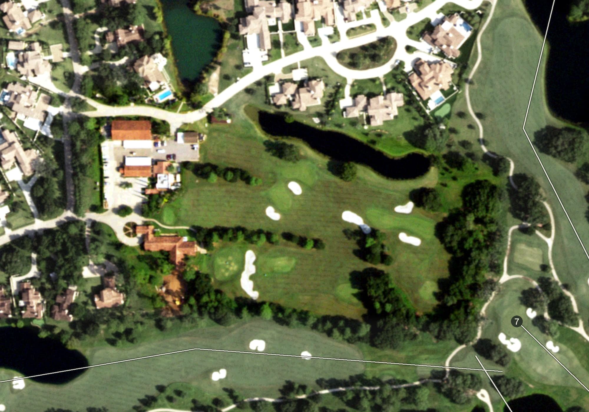 Aerial view of The First Tee of Greater Houston at Houston Oaks, TX, with its hole routing marked