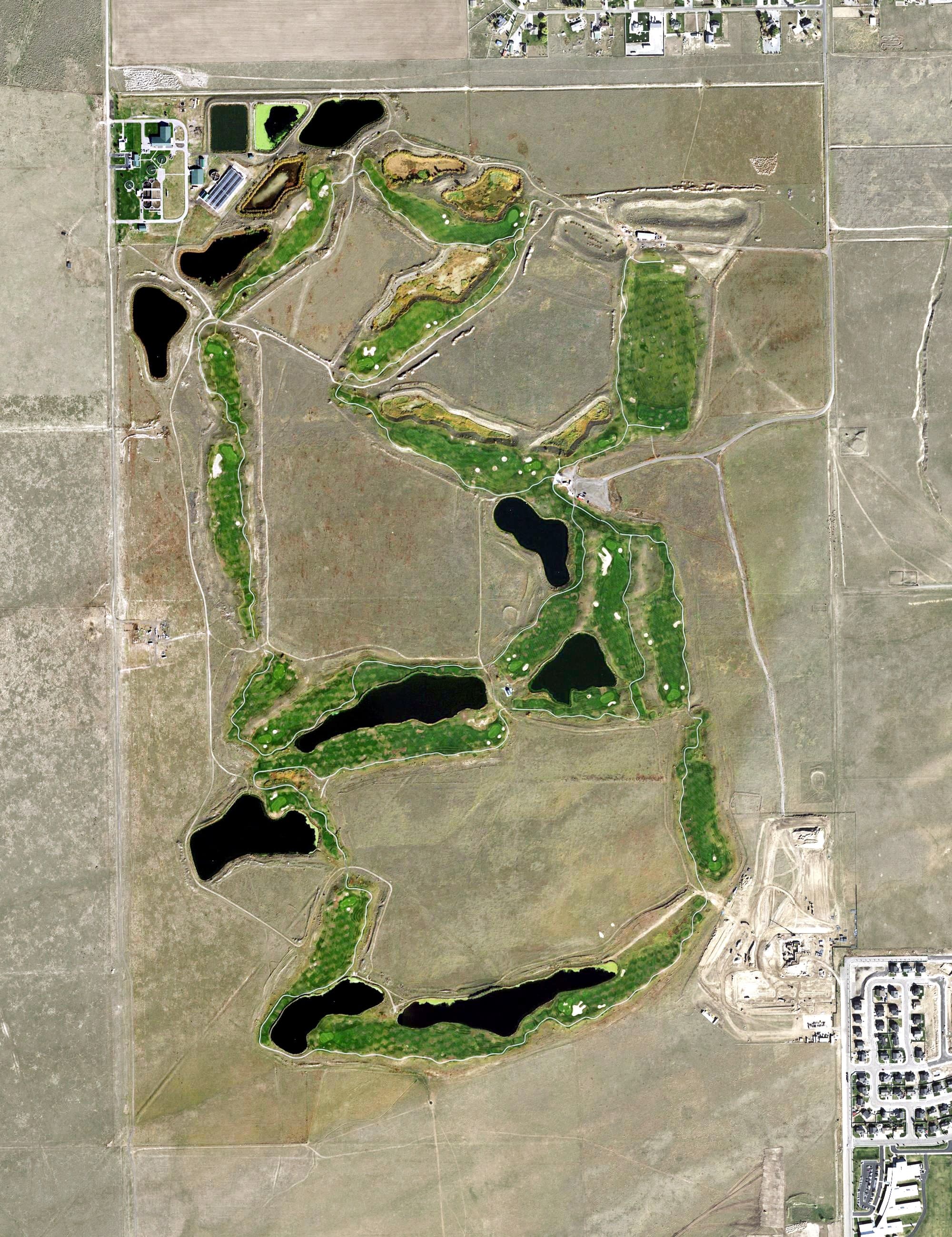 Aerial view of The Links at Overlake, UT, with its hole routing marked