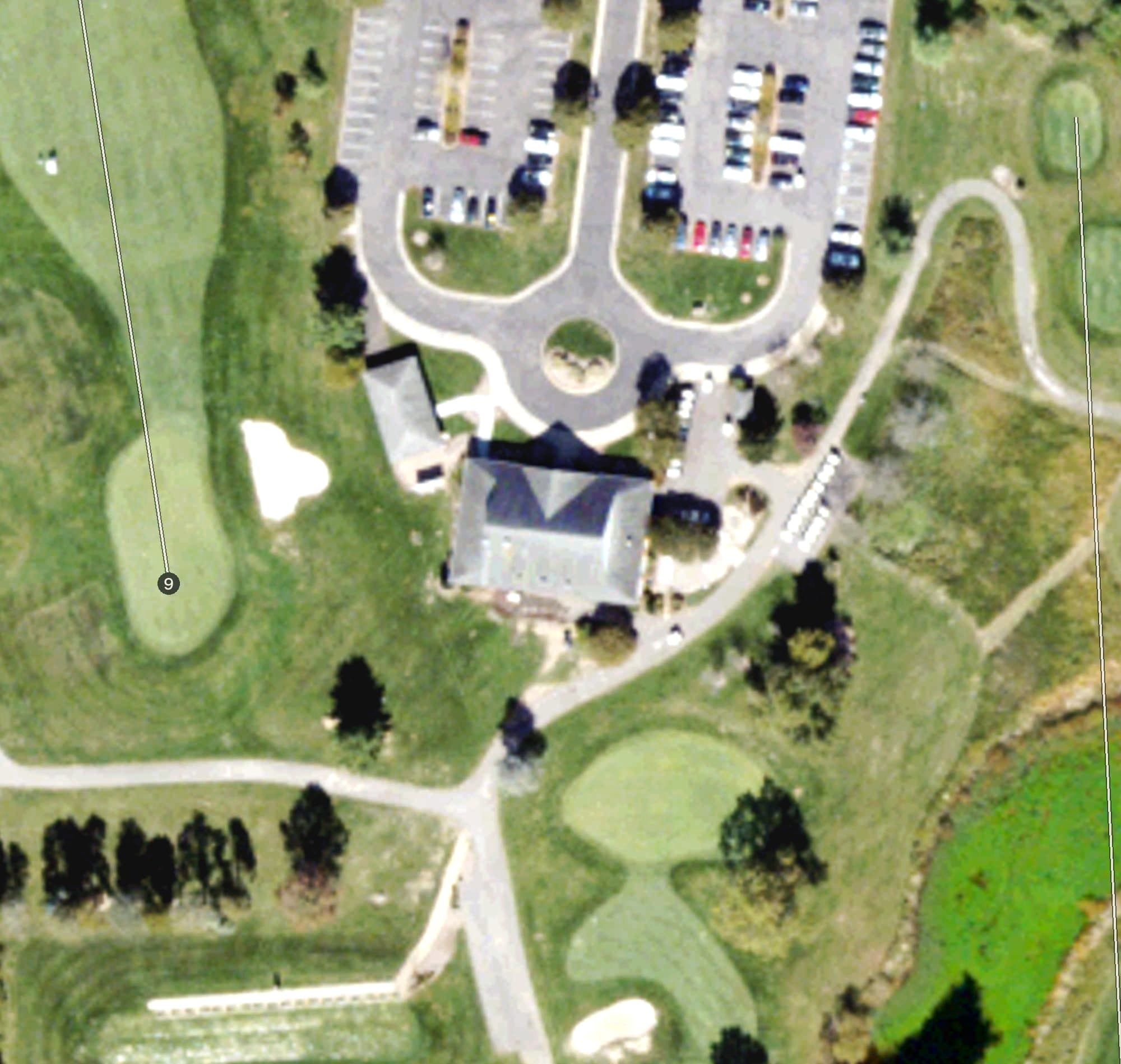 Aerial view of South Riding Golf CLub, VA, with its hole routing marked
