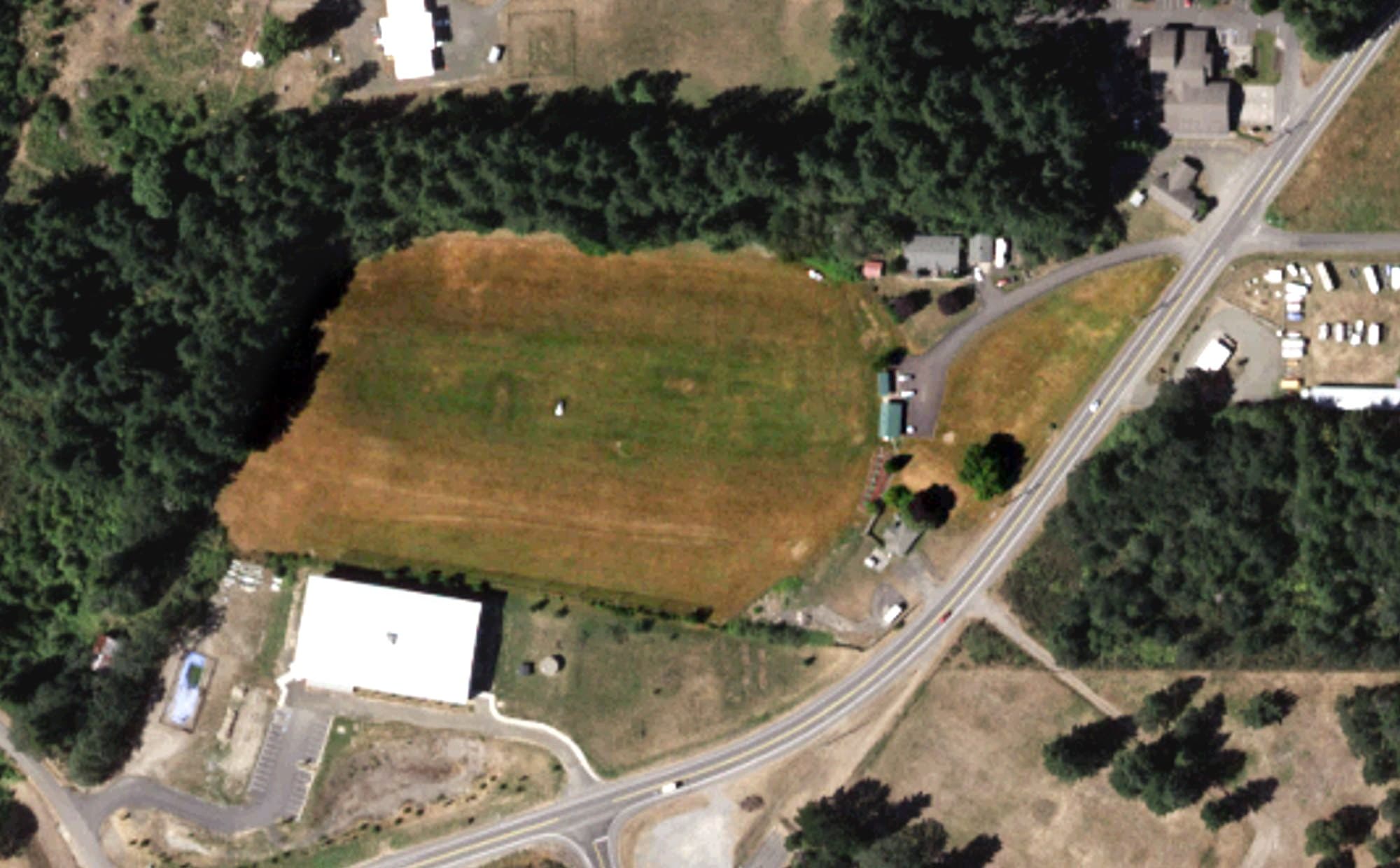 Aerial view of Tin Cup Golf, WA, with its hole routing marked