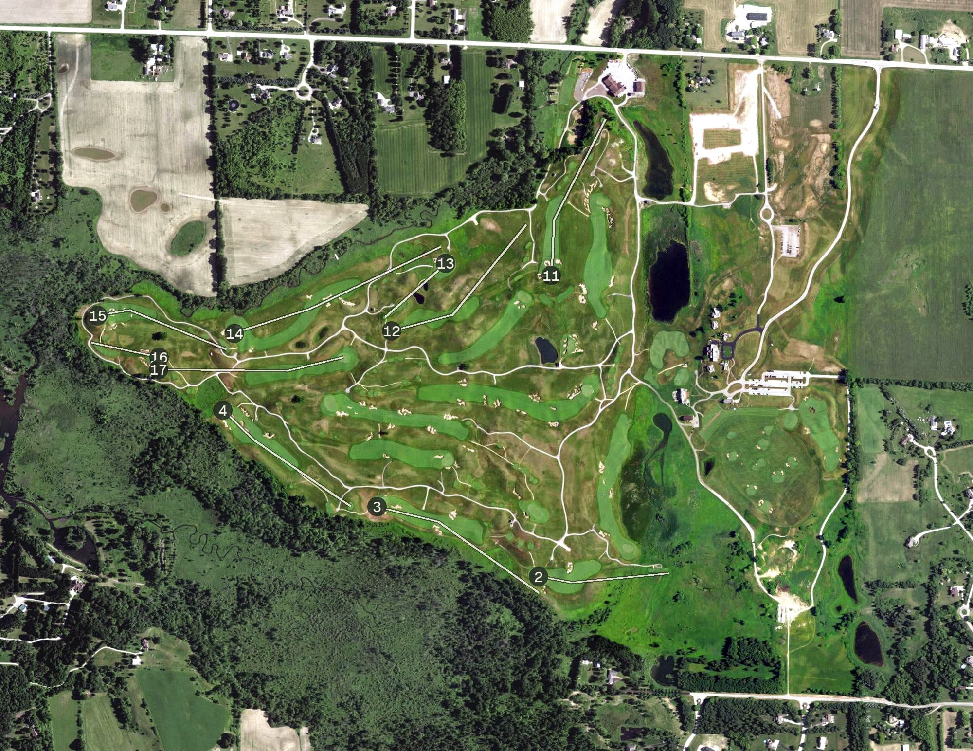 Aerial view of Erin Hills