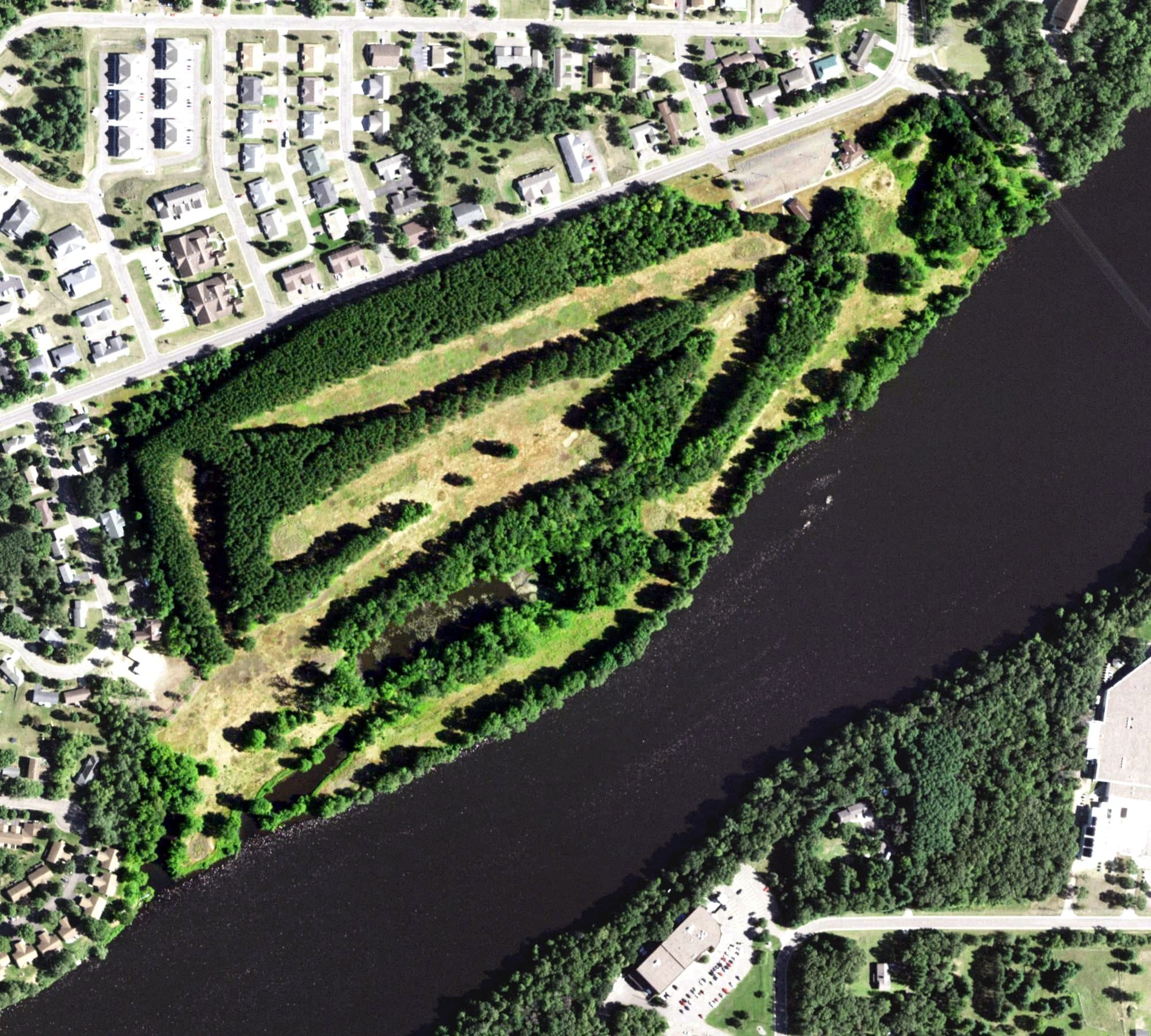 Aerial view of Timber Terrace Golf Course, WI, with its hole routing marked