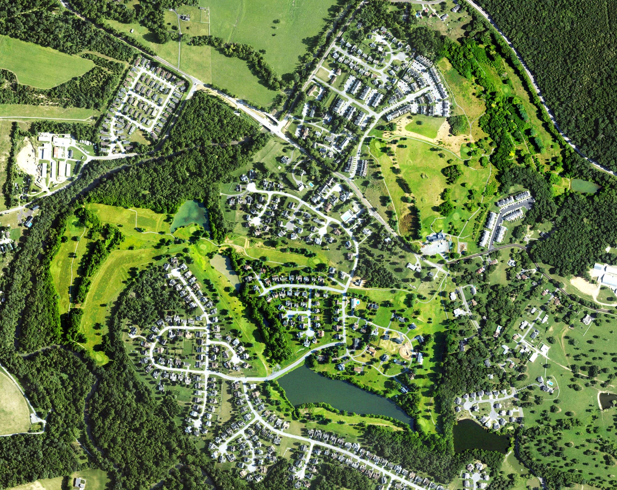 Aerial view of Stonebridge Golf Club, WV, with its hole routing marked