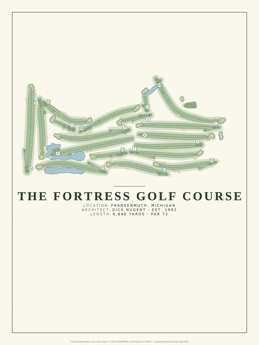 The Fortress Golf Course golf course map poster print