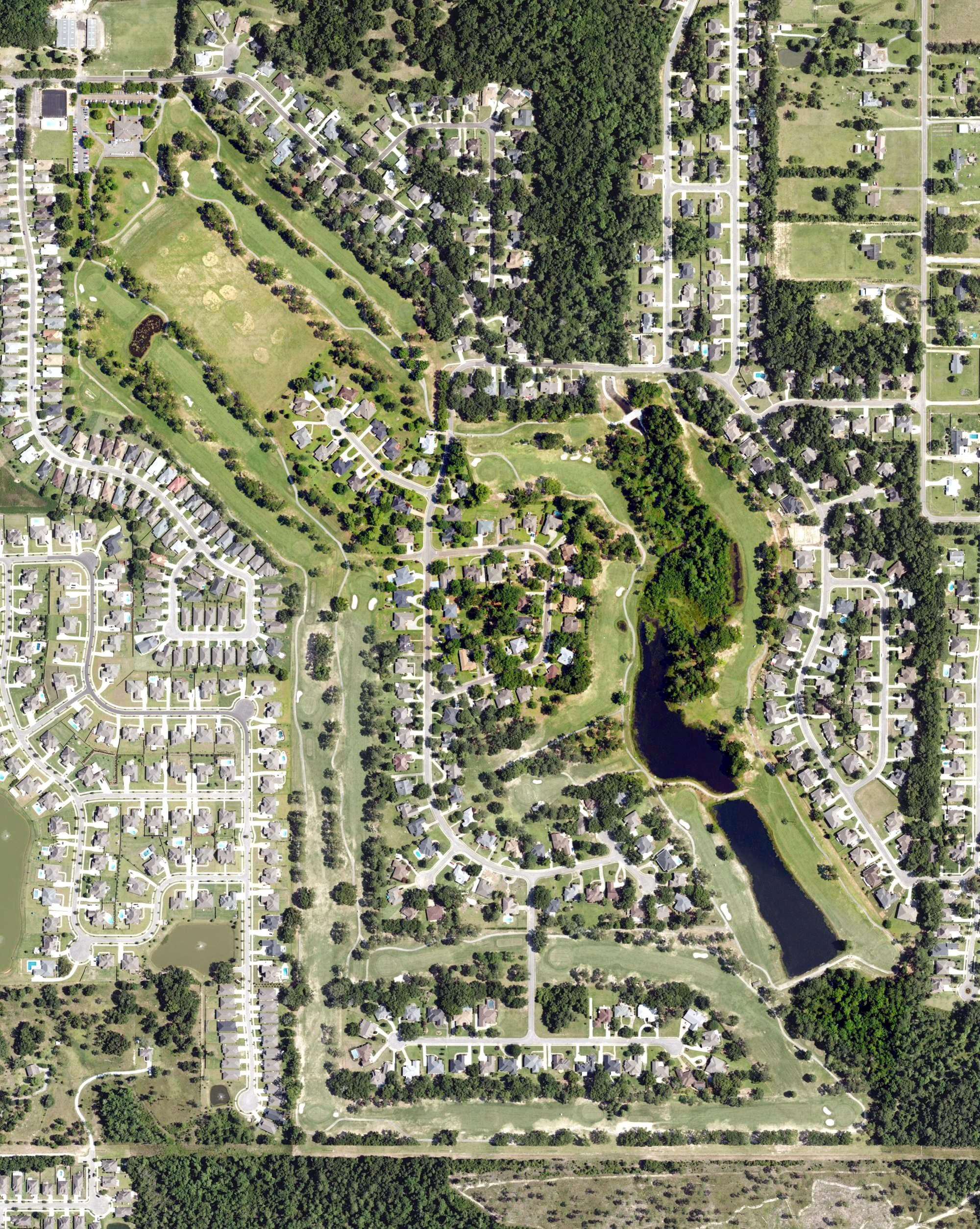 Aerial view of Quail Creek Golf Course, AL, with its hole routing marked