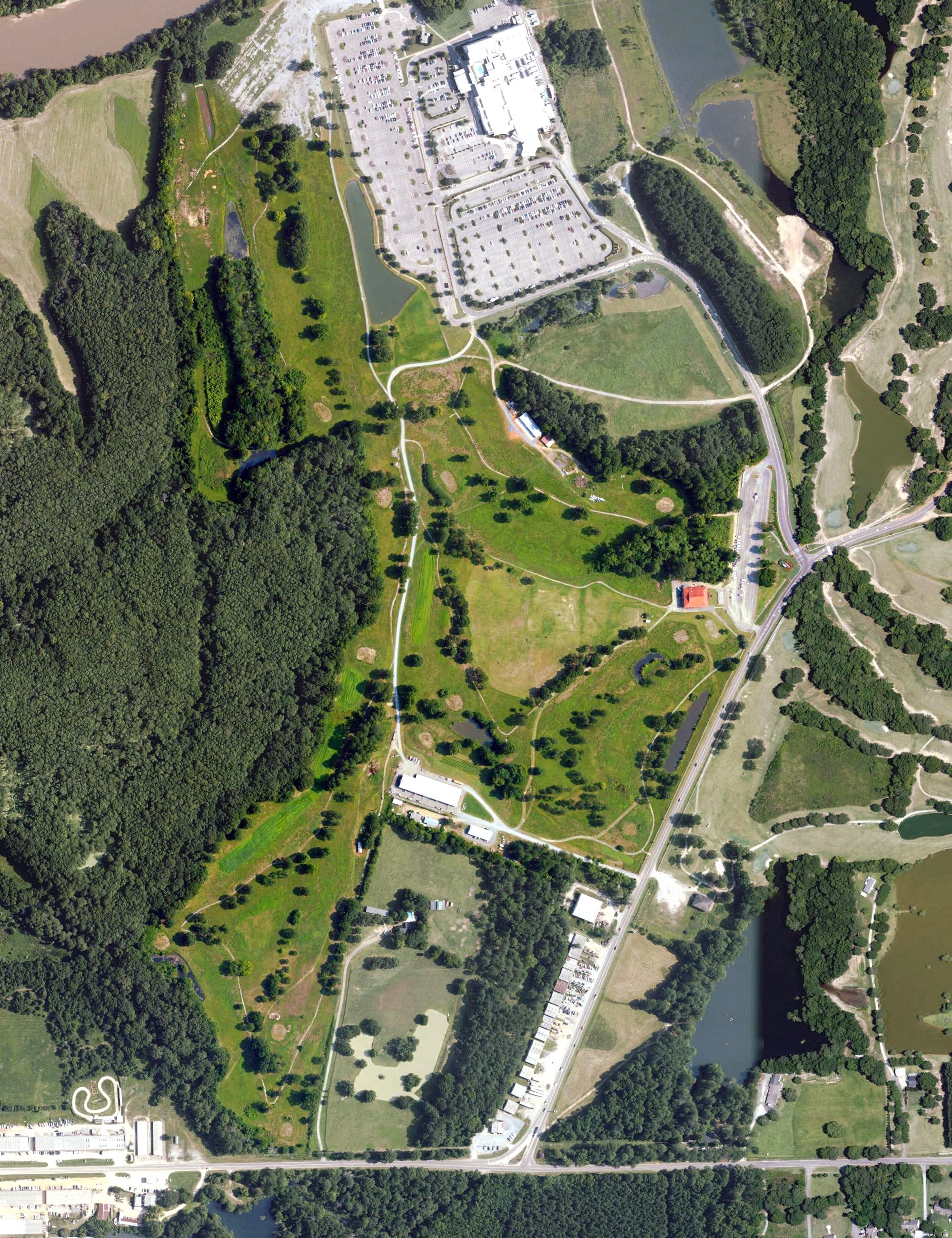 Aerial view of River Run, AL, with its hole routing marked