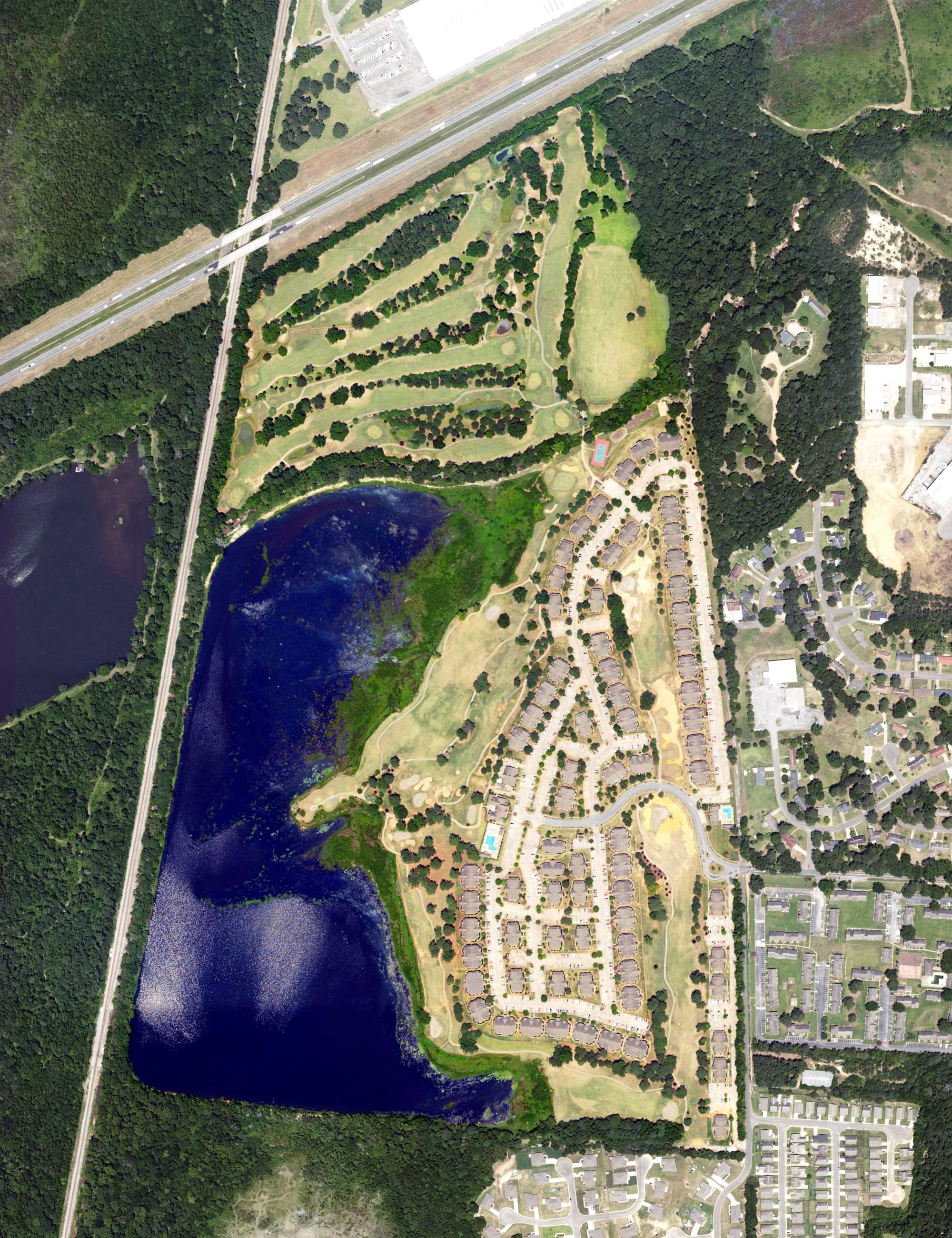 Aerial view of The Links, AL, with its hole routing marked