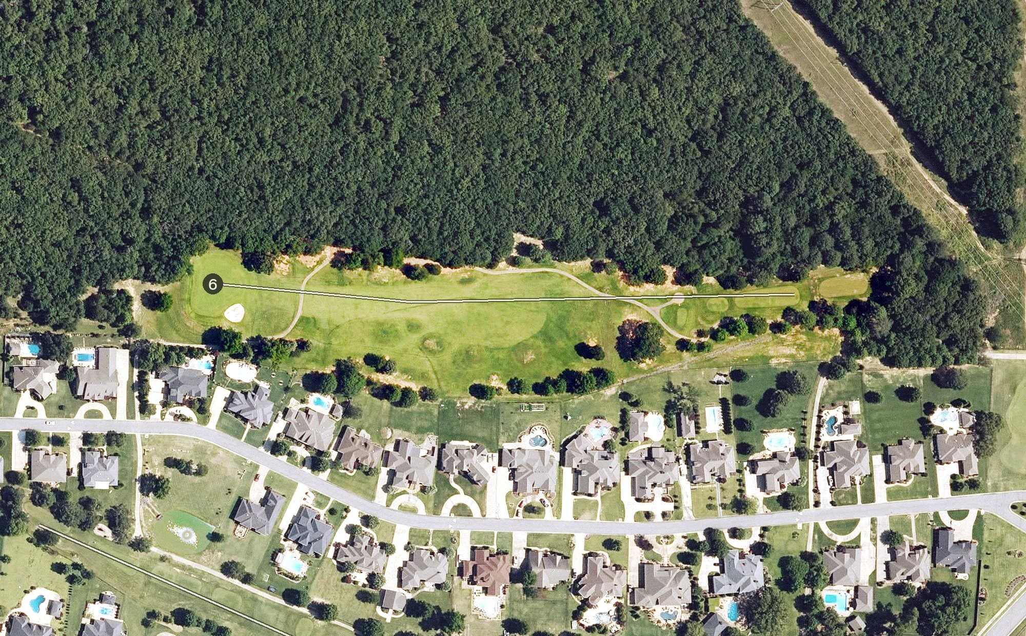 Aerial view of Centennial Valley, AR, with its hole routing marked