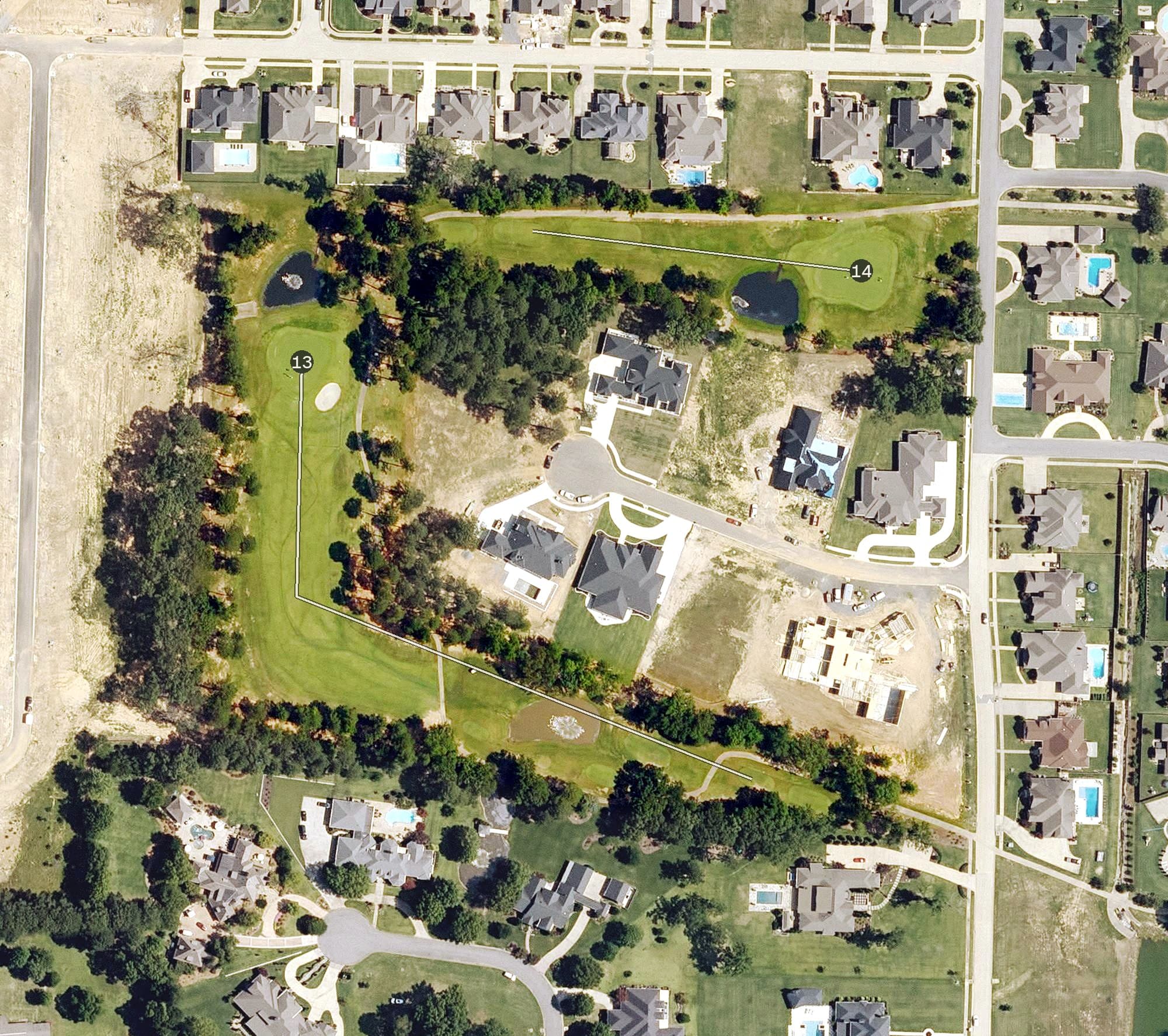 Aerial view of Centennial Valley, AR, with its hole routing marked