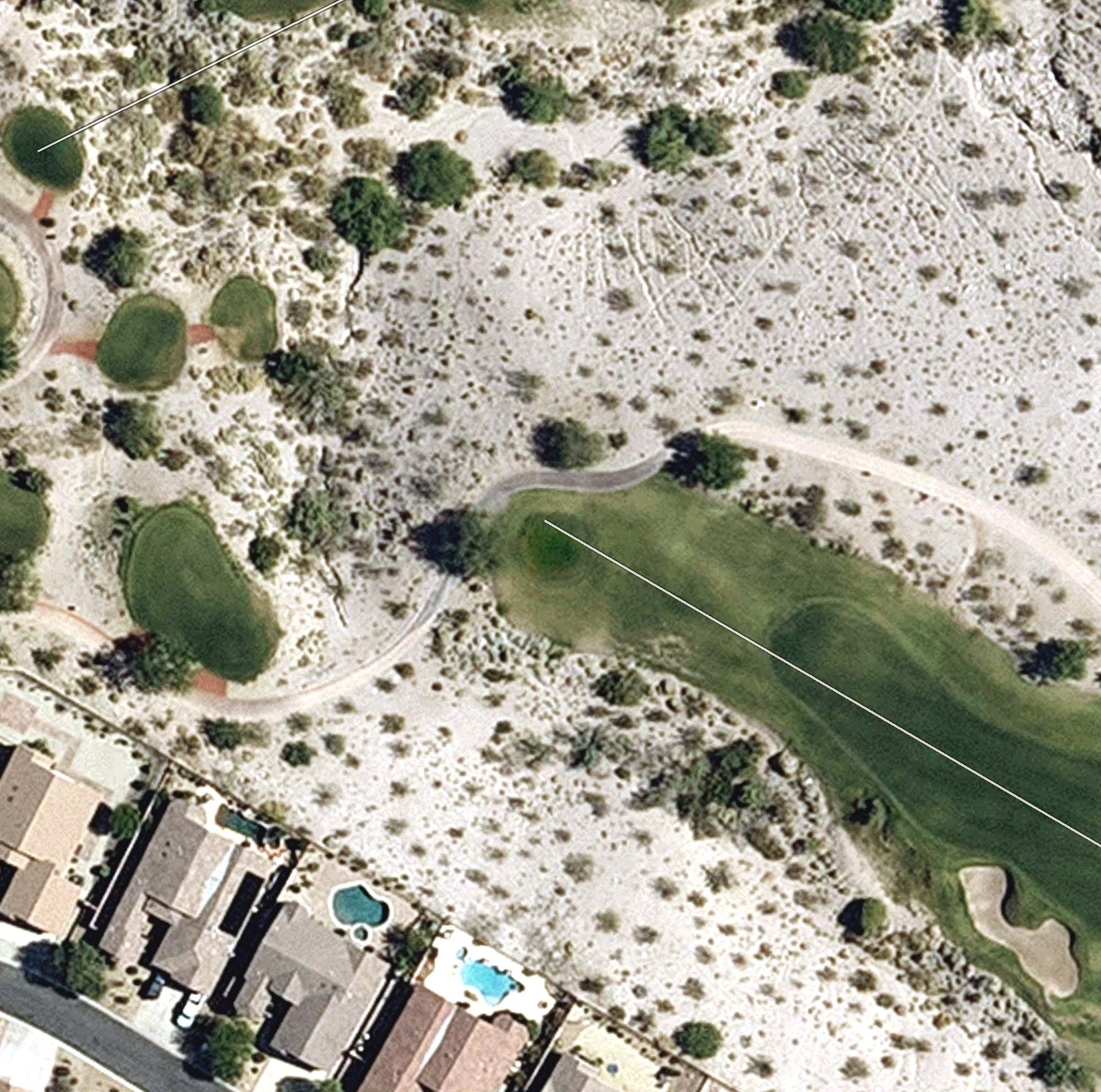Aerial view of #2 Tee Red, AZ, with its hole routing marked