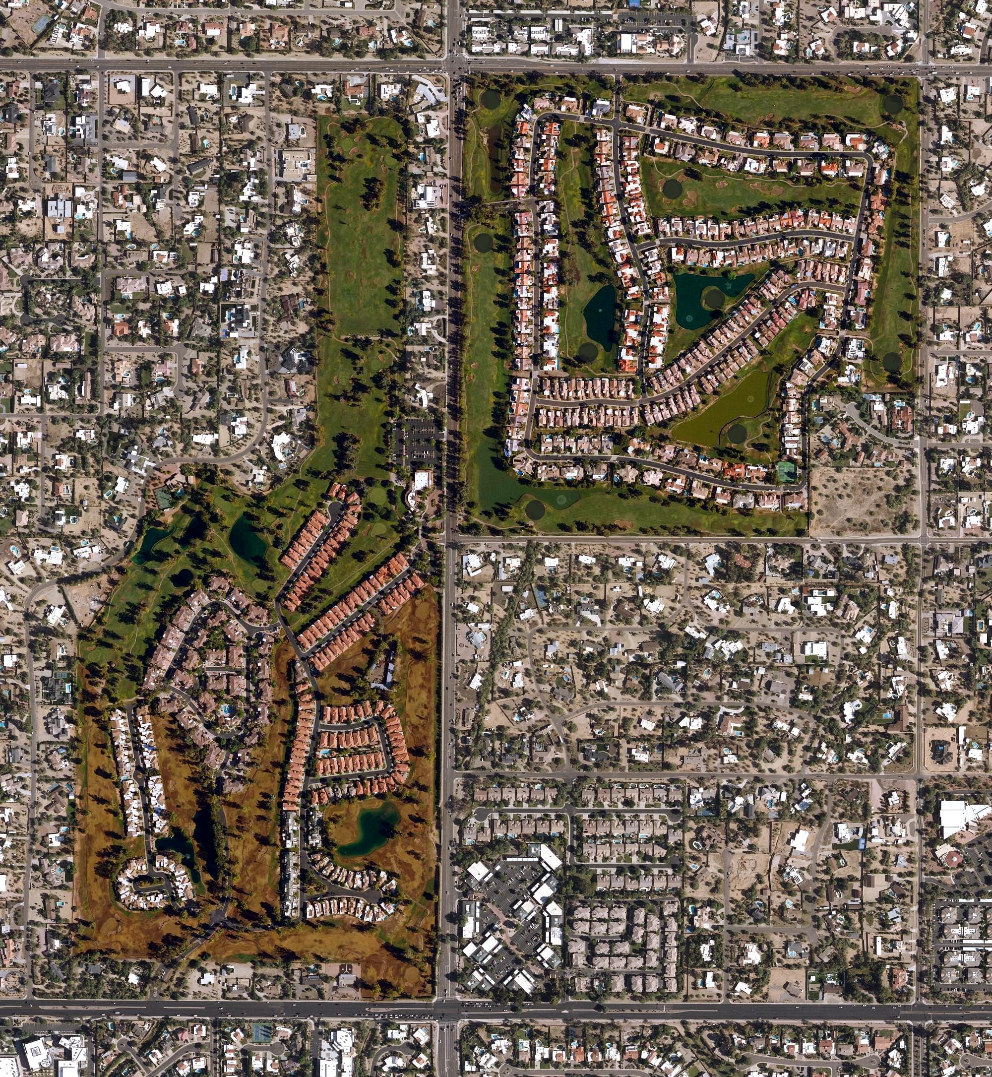 Aerial view of Starfire Golf Club, AZ, with its hole routing marked