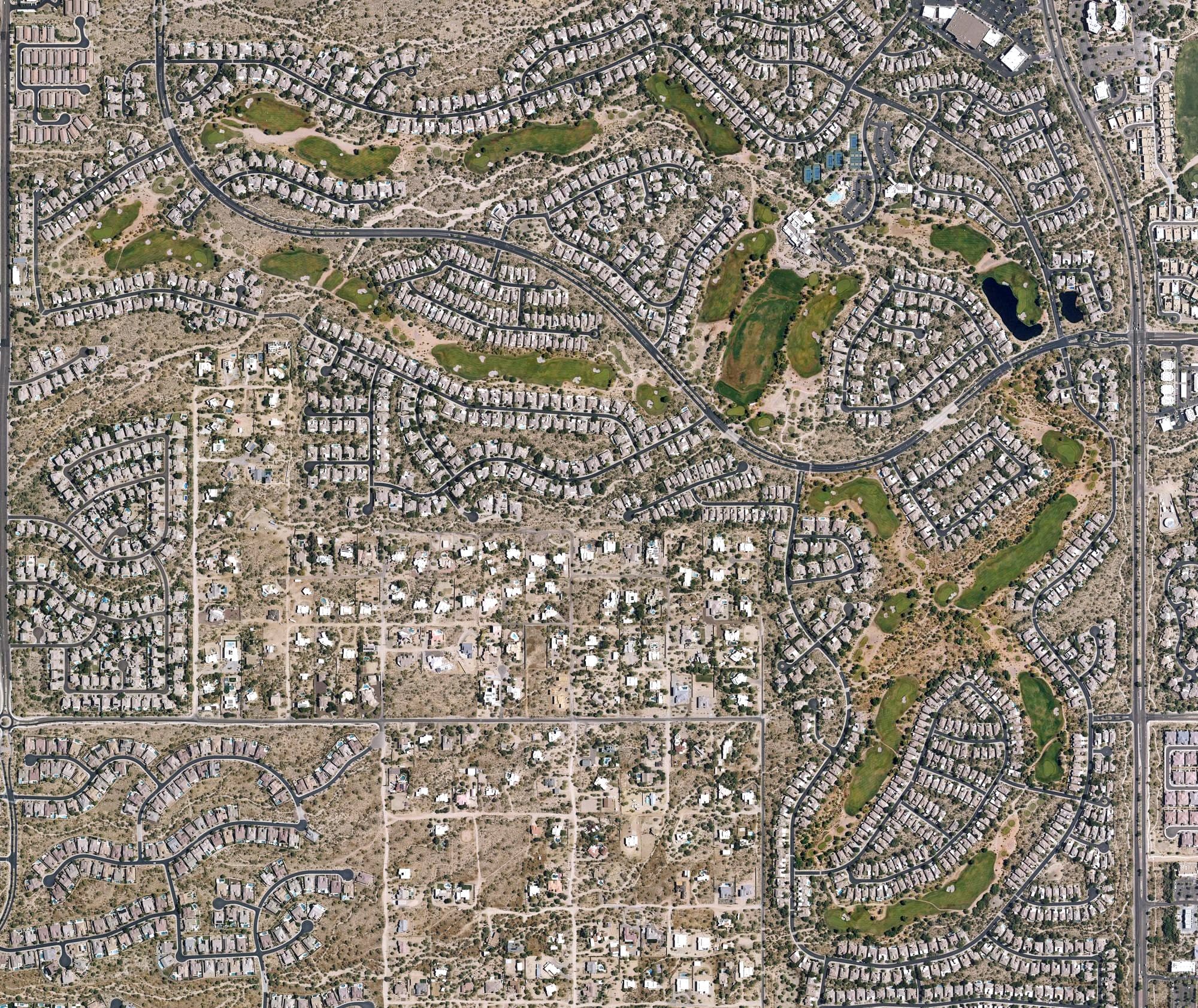 Aerial view of Terravita Golf Club, AZ, with its hole routing marked