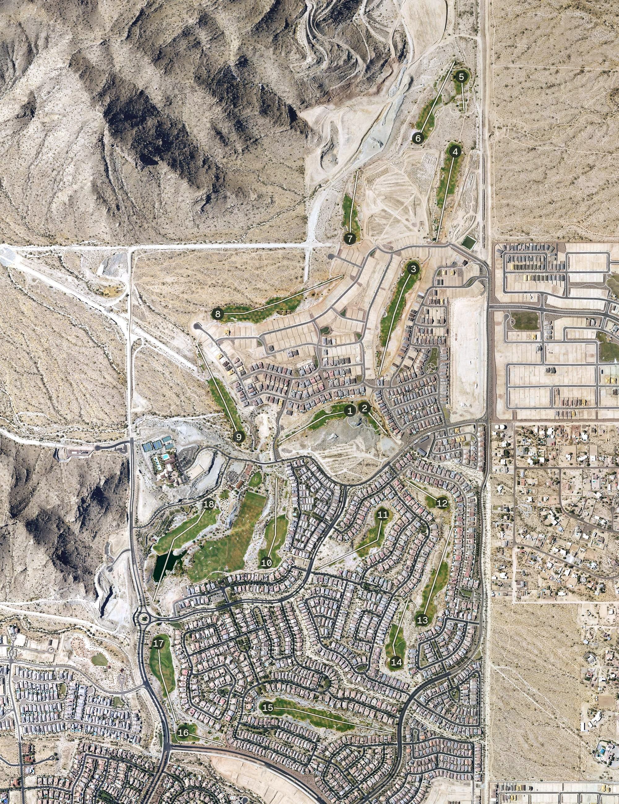 Aerial view of Verrado Golf Club- The Victory Course 4242 North Golf Club Drive Buckeye AZ 85396, AZ, with its hole routing marked
