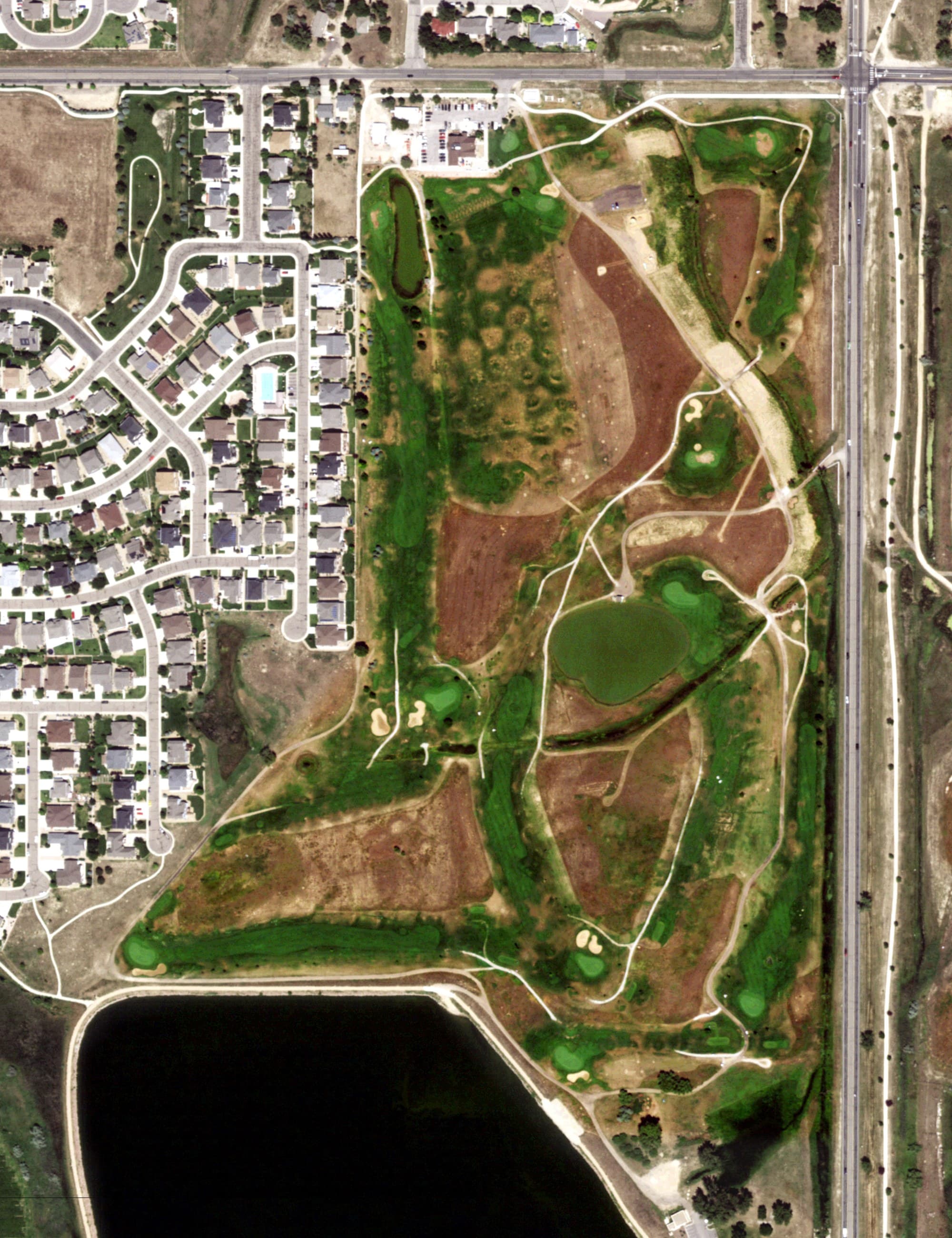 Aerial view of Bella Rosa, CO, with its hole routing marked