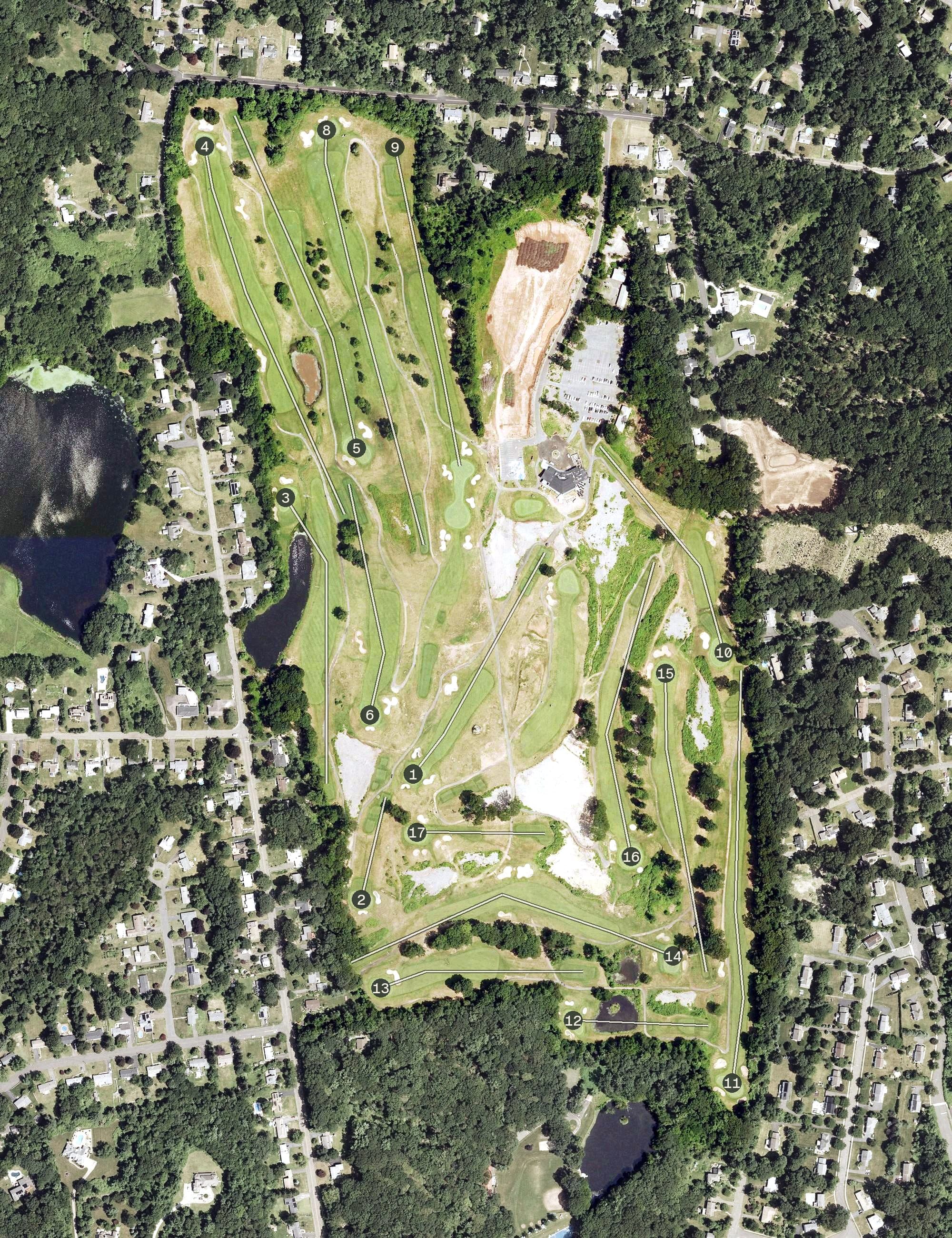 Aerial view of The VUE, CT, with its hole routing marked