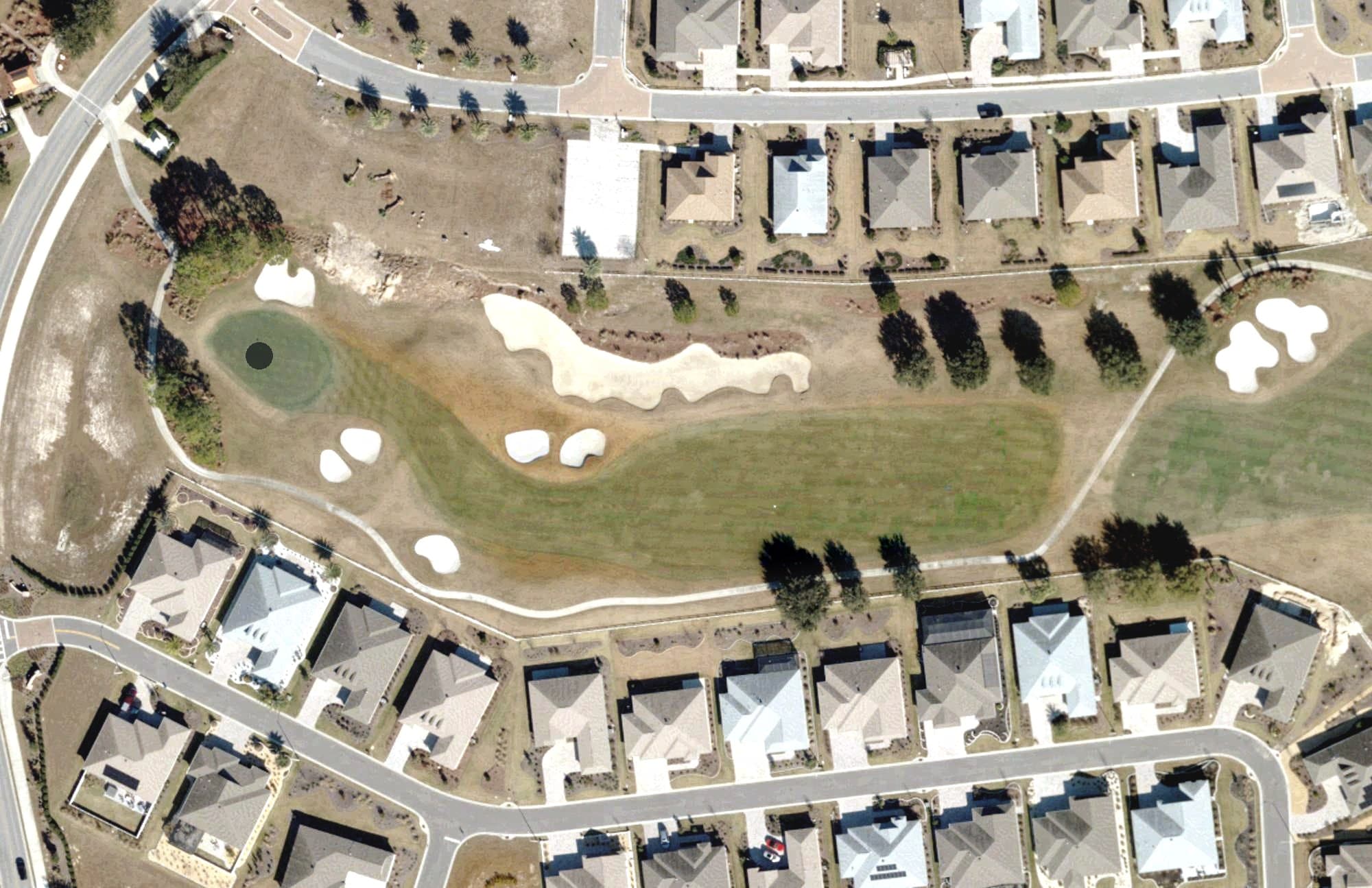 Aerial view of Candler Hills Hole 4, FL, with its hole routing marked