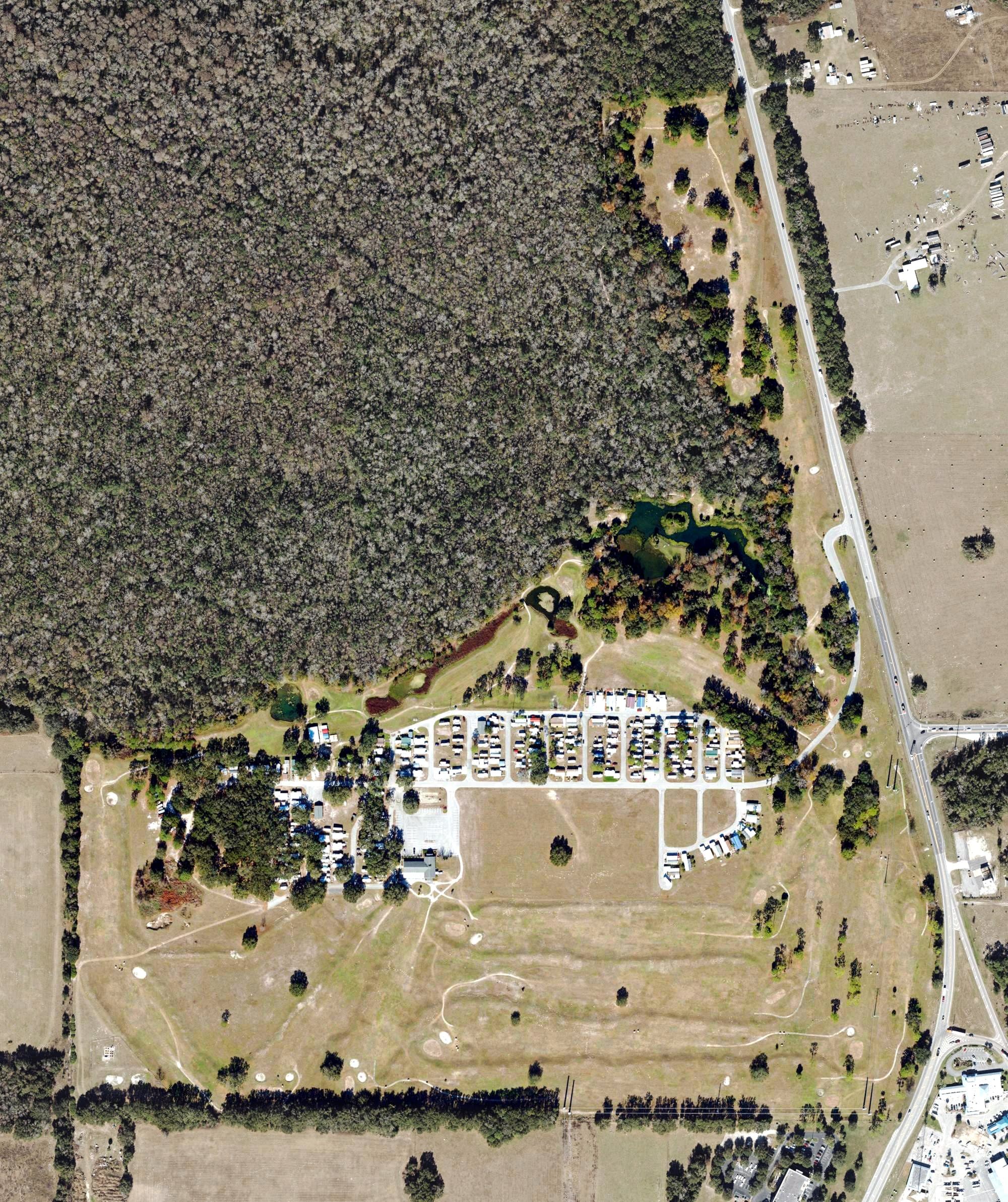 Aerial view of Shady Brook, FL, with its hole routing marked