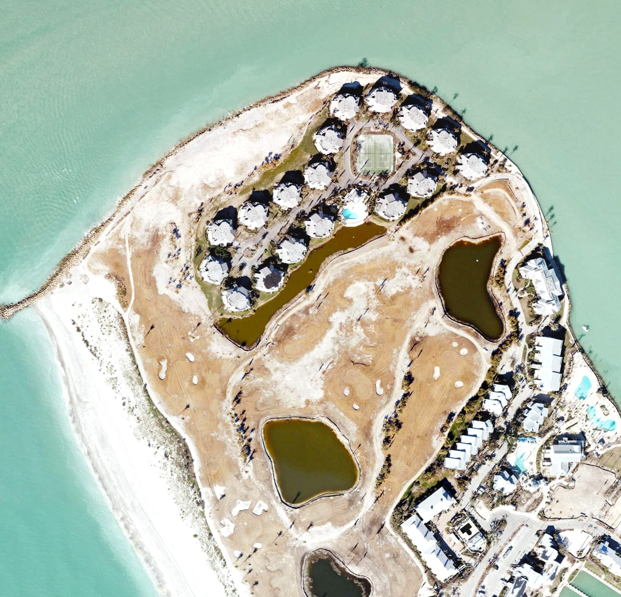Aerial view of The Clutch, FL, with its hole routing marked