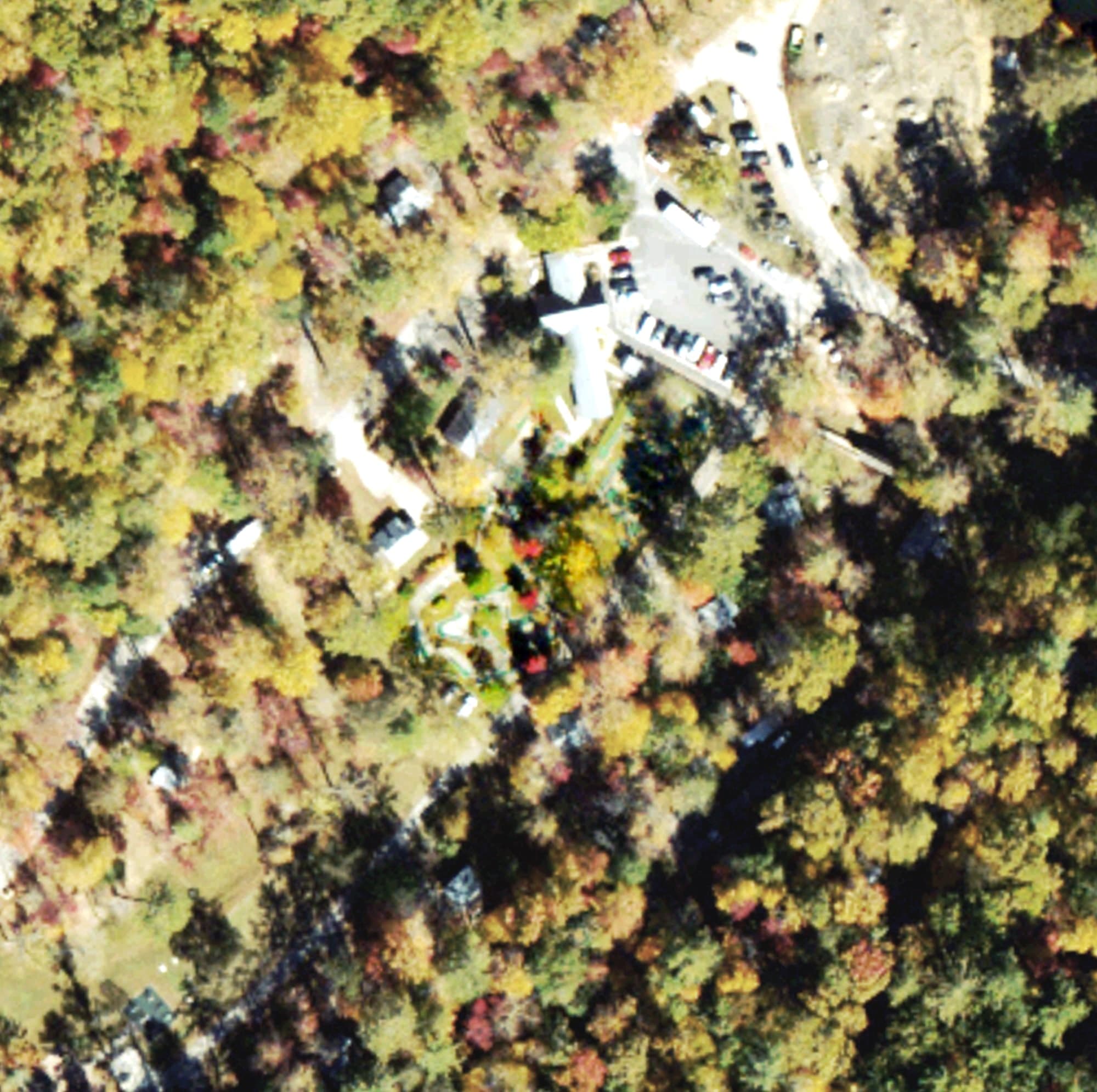 Aerial view of Miniature Golf, GA, with its hole routing marked
