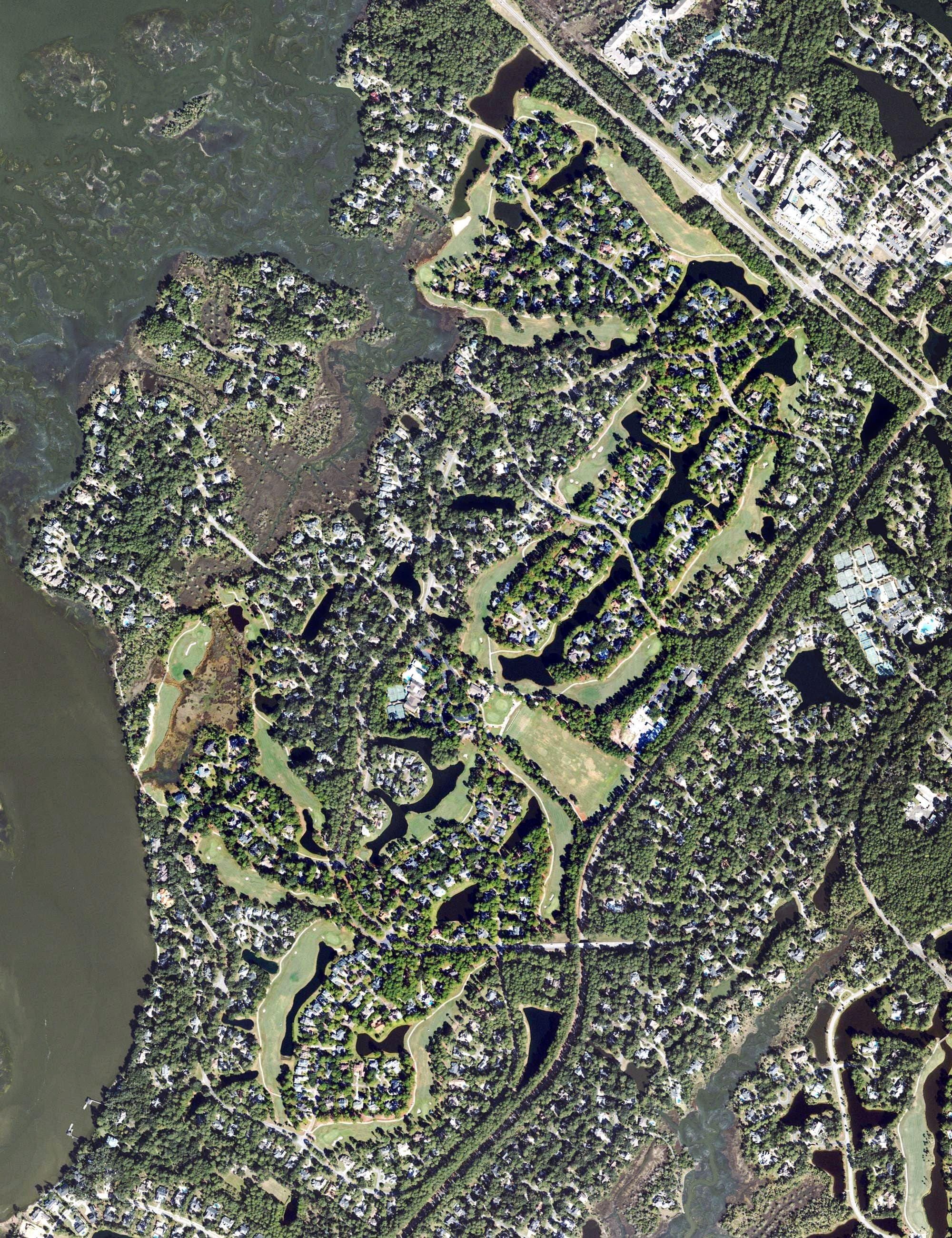 Aerial view of Oakridge, GA, with its hole routing marked