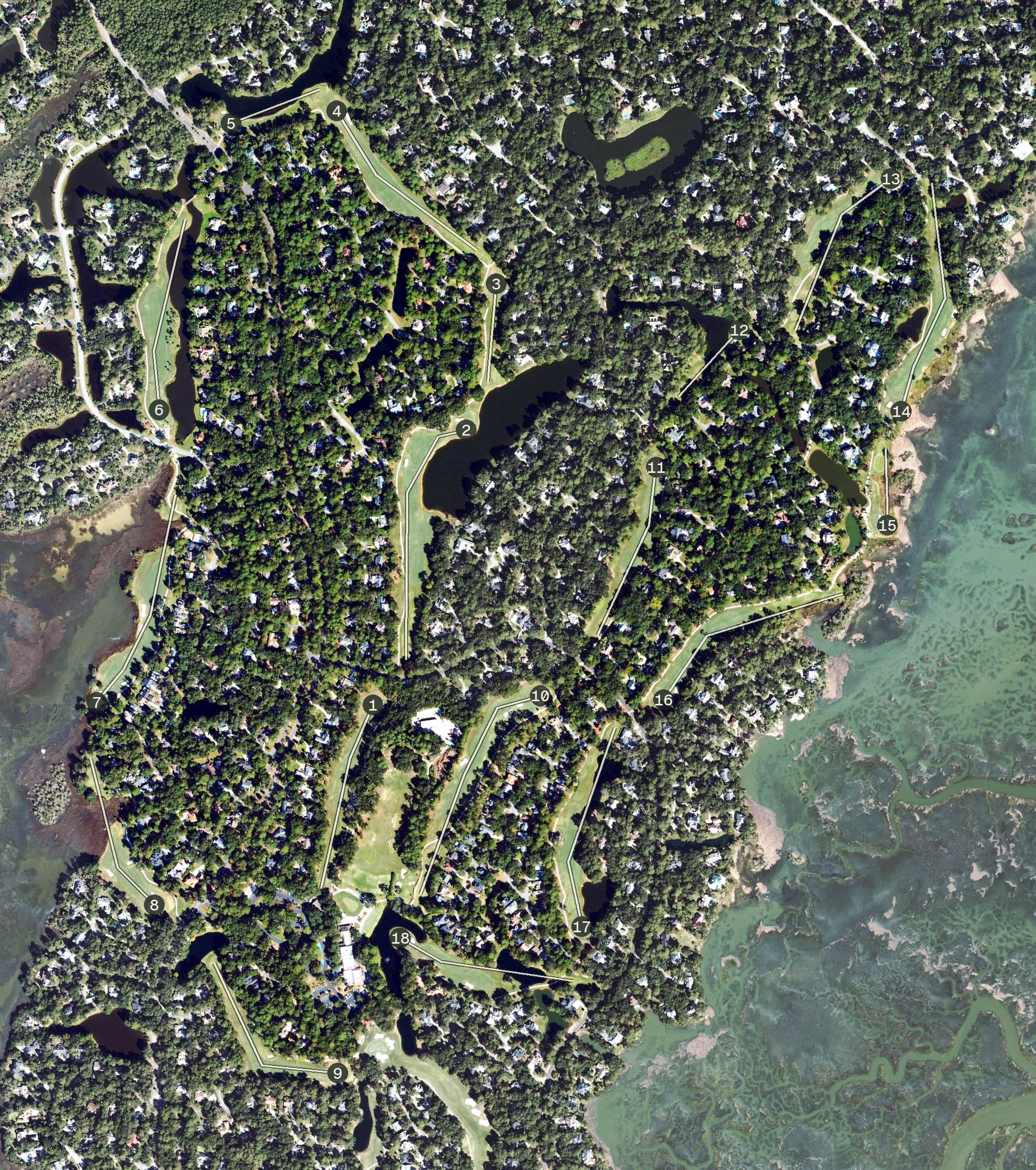 Aerial view of Palmetto, GA, with its hole routing marked