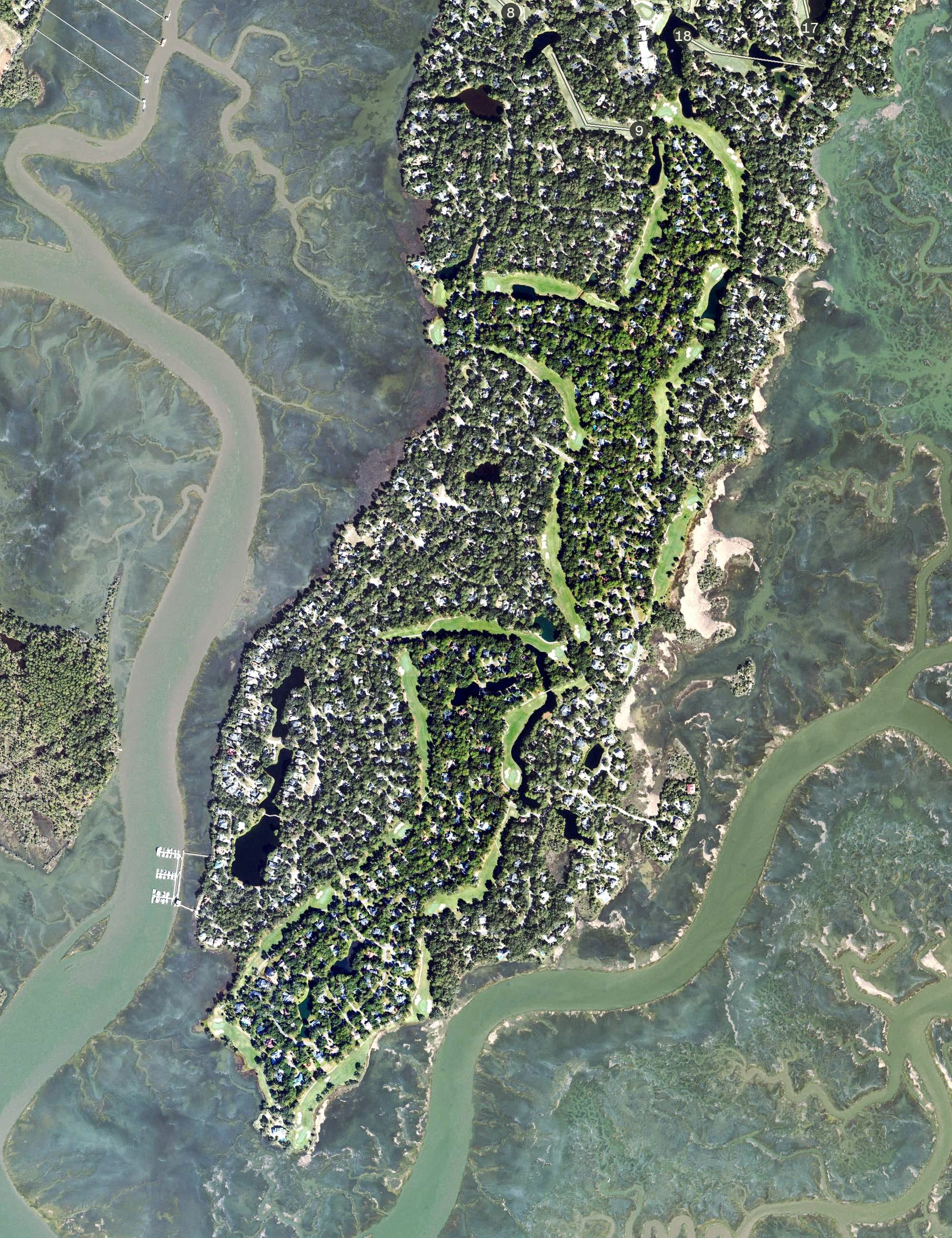Aerial view of Terrapin, GA, with its hole routing marked