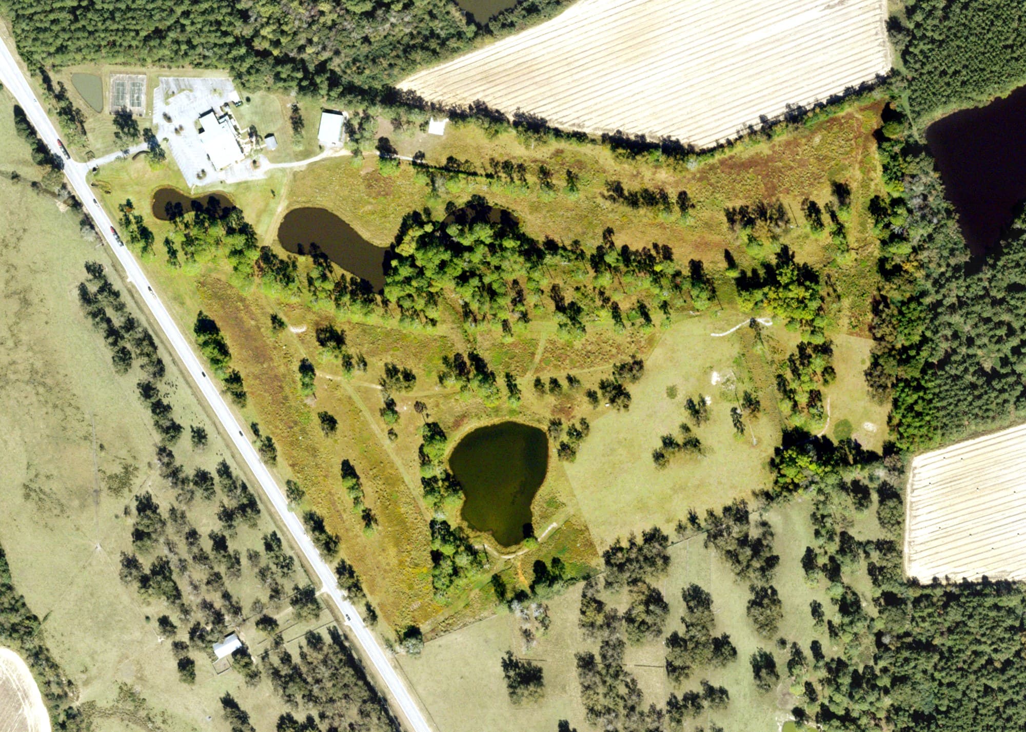Aerial view of Turkey Creek Golf Course, GA, with its hole routing marked