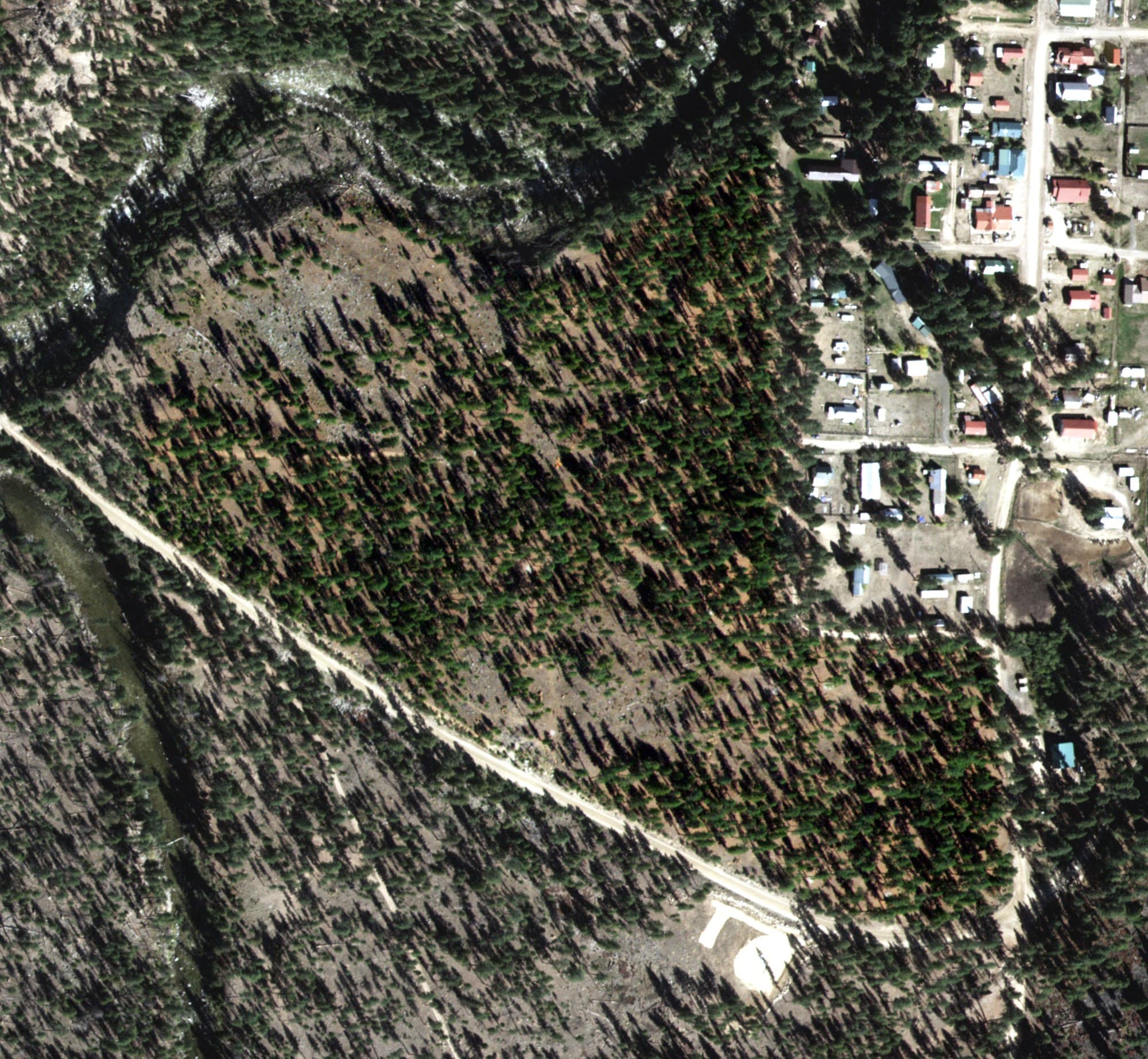 Aerial view of Yellow Pine Golf Course, ID, with its hole routing marked