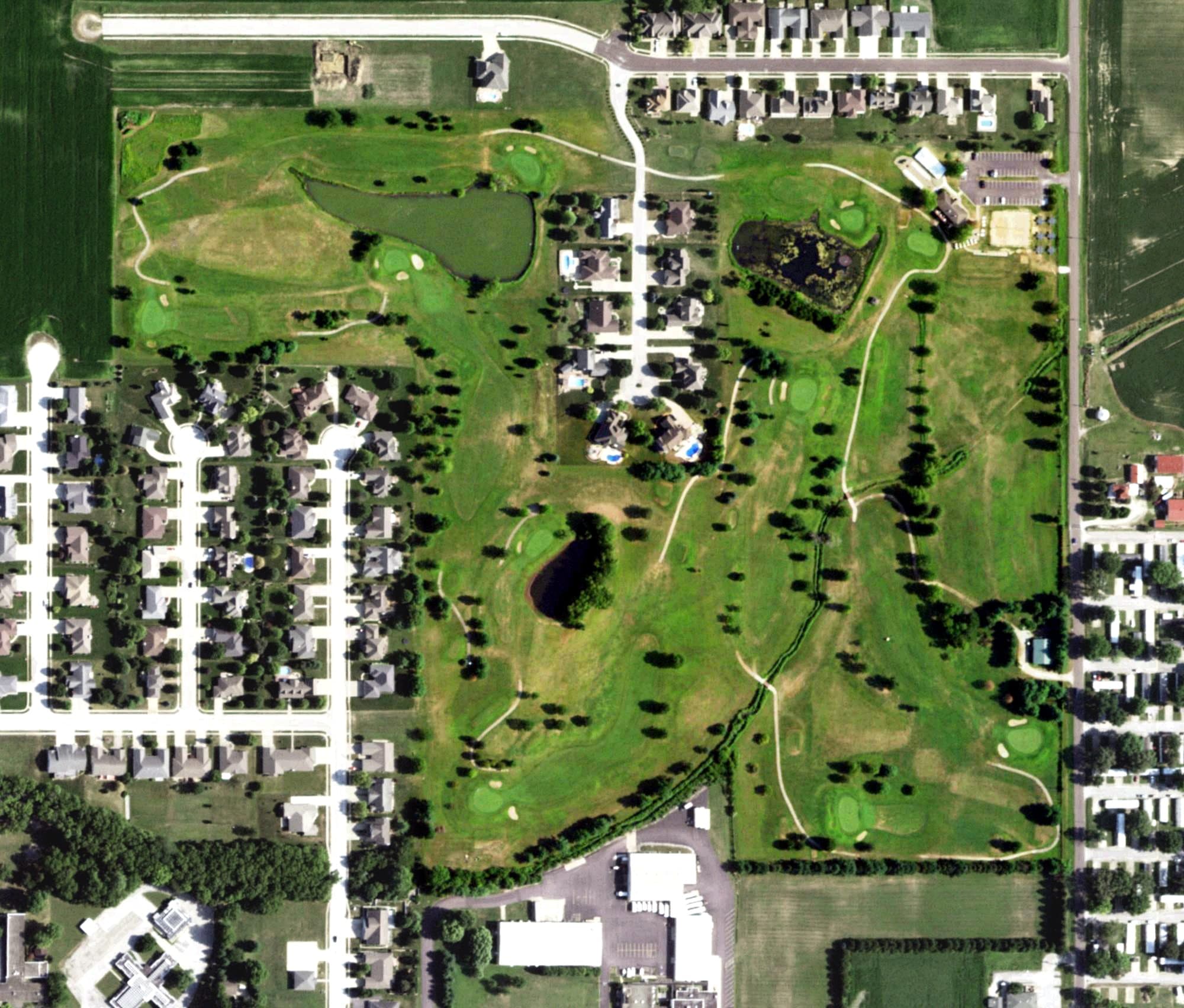 Aerial view of Northridge Hills, IL, with its hole routing marked