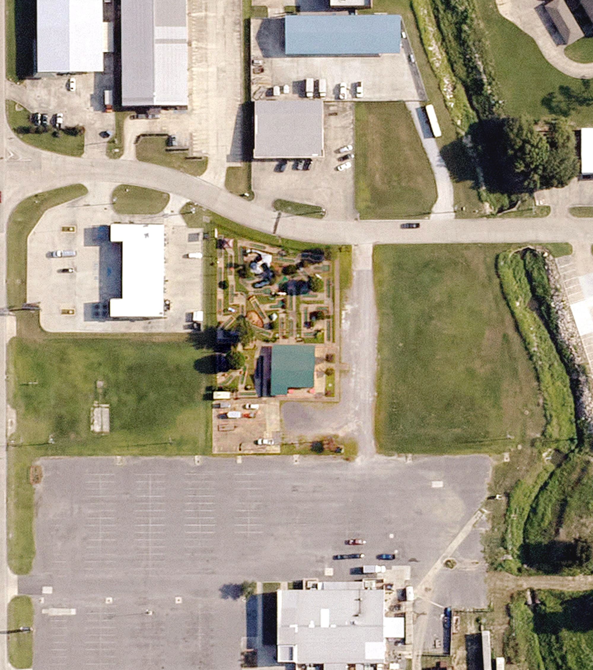 Aerial view of Putt Putt Golf, LA, with its hole routing marked