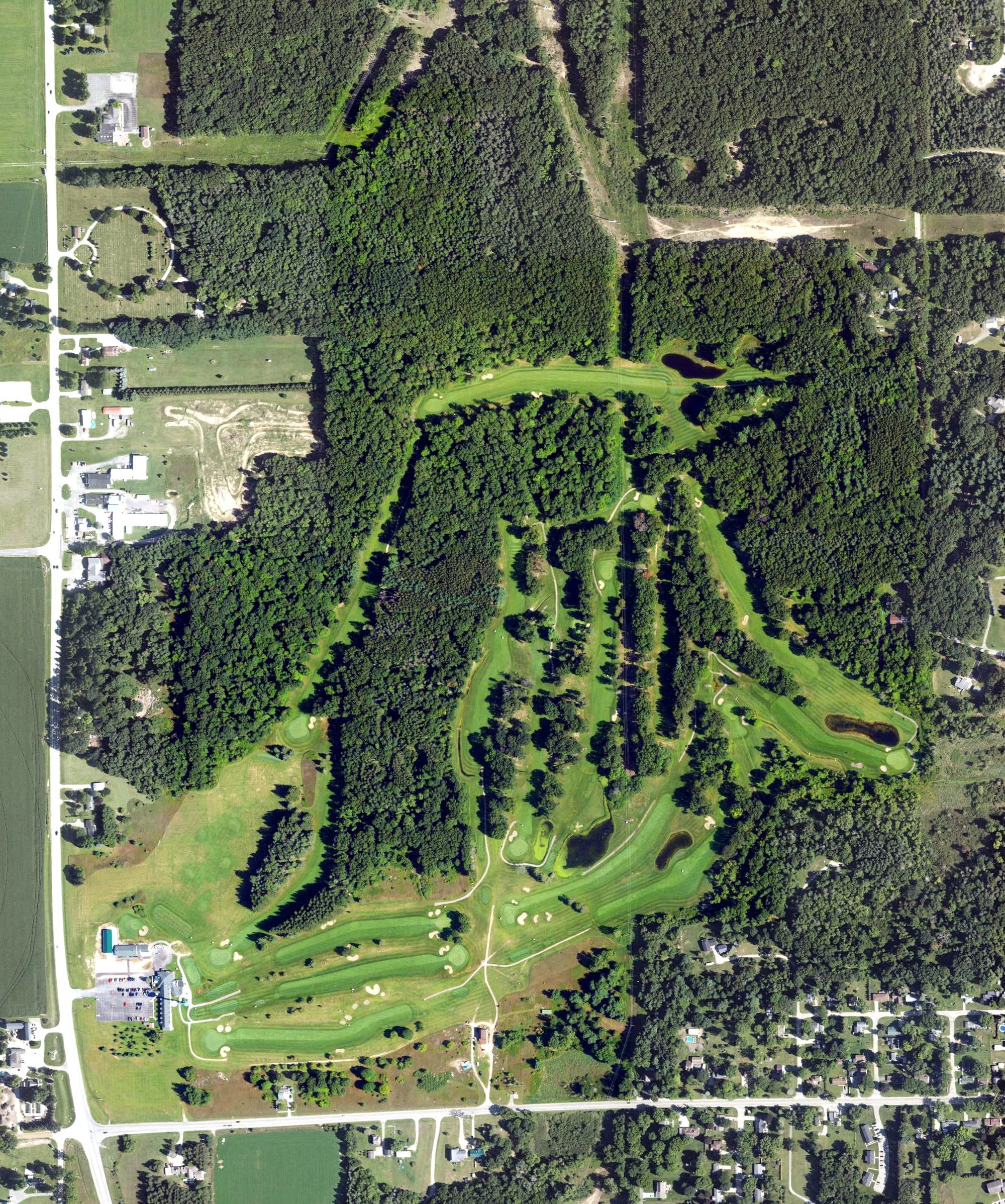 Aerial view of Candlestone, MI, with its hole routing marked