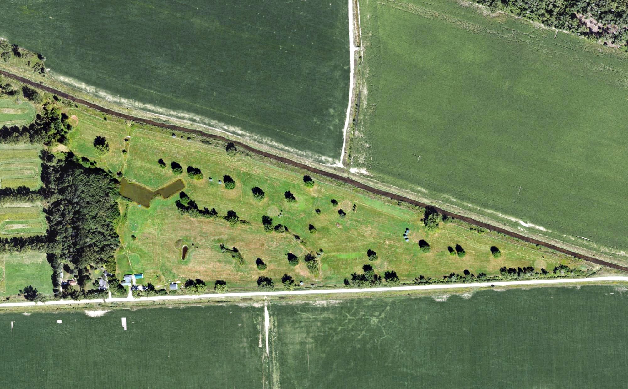 Aerial view of Deer View Golf Course, MI, with its hole routing marked