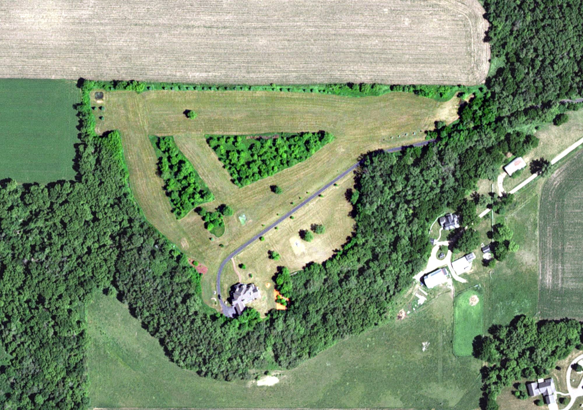 Aerial view of Hole 3, MN, with its hole routing marked