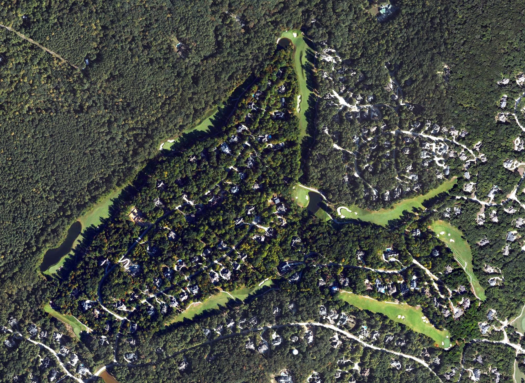 Aerial view of Mountain Course, NC, with its hole routing marked