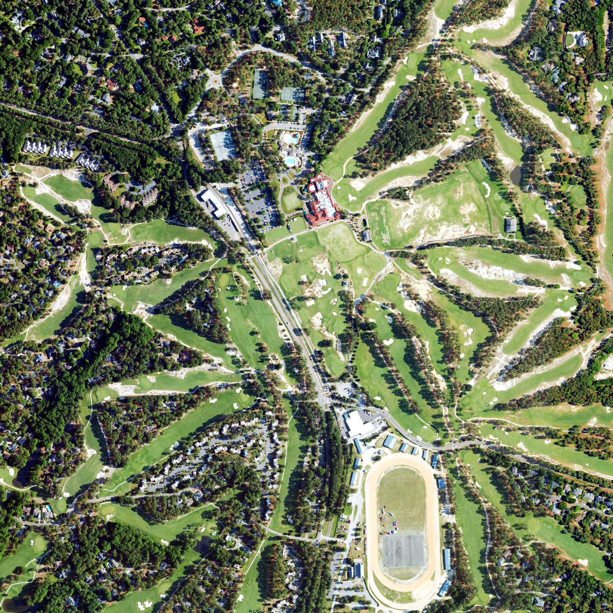 Aerial view of The Cradle, NC, with its hole routing marked