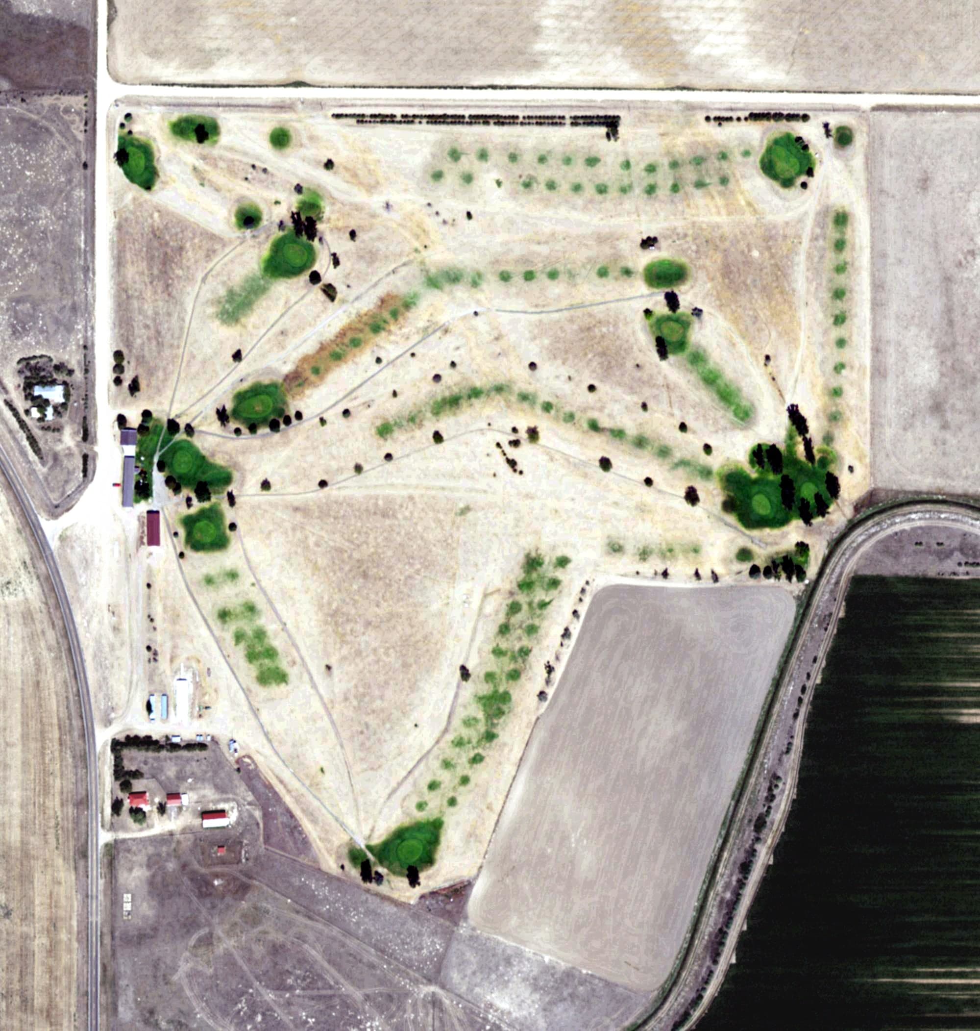 Aerial view of Sedgwick County Golf Association, NE, with its hole routing marked