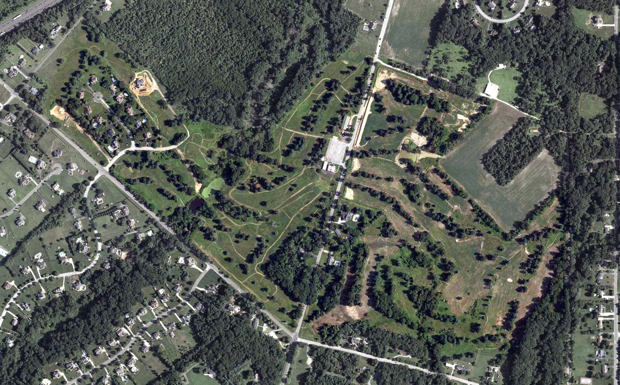 Aerial view of Beckett Country Club, NJ, with its hole routing marked