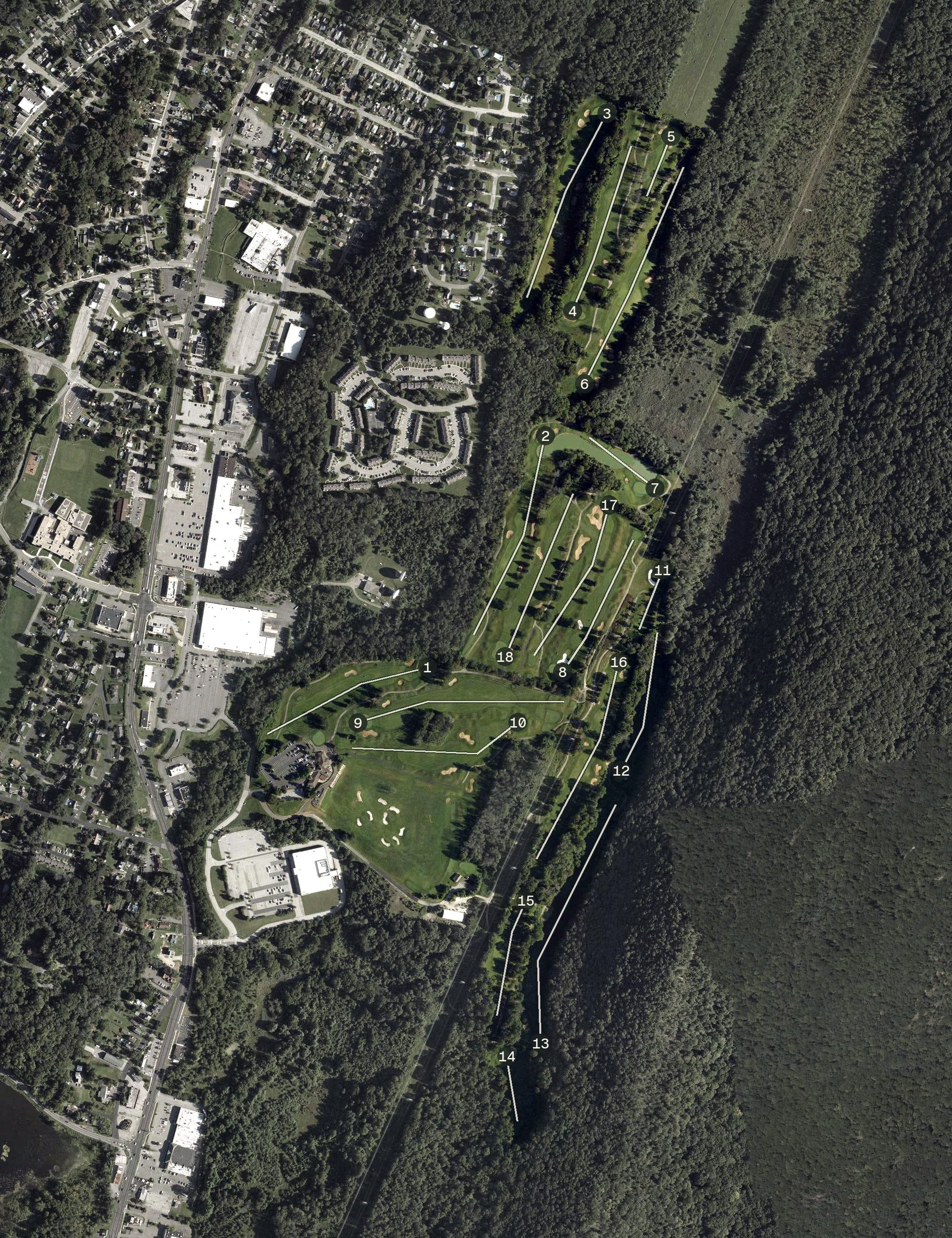 Aerial view of Black Bear, NJ, with its hole routing marked
