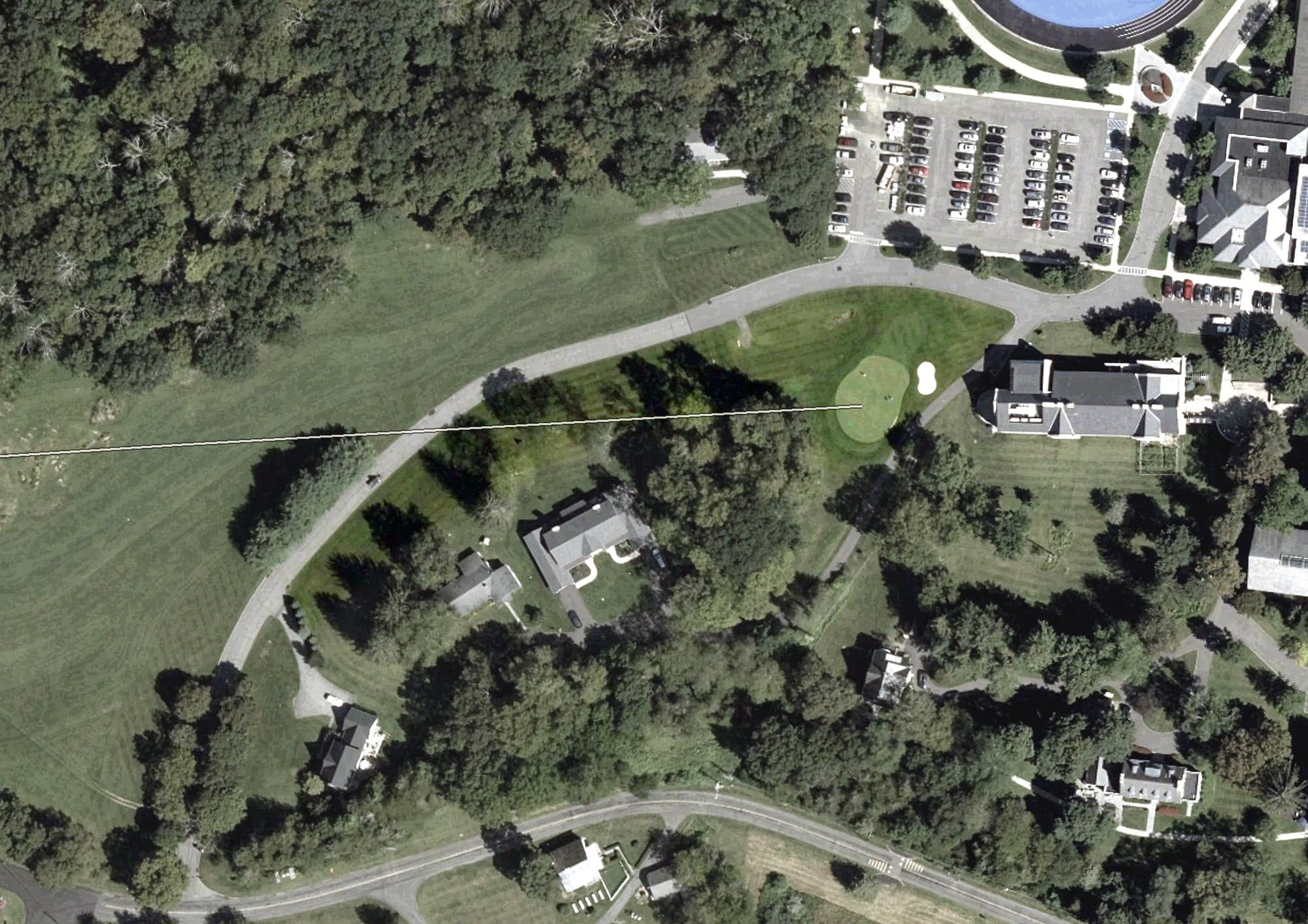 Aerial view of Blair Academy, NJ, with its hole routing marked