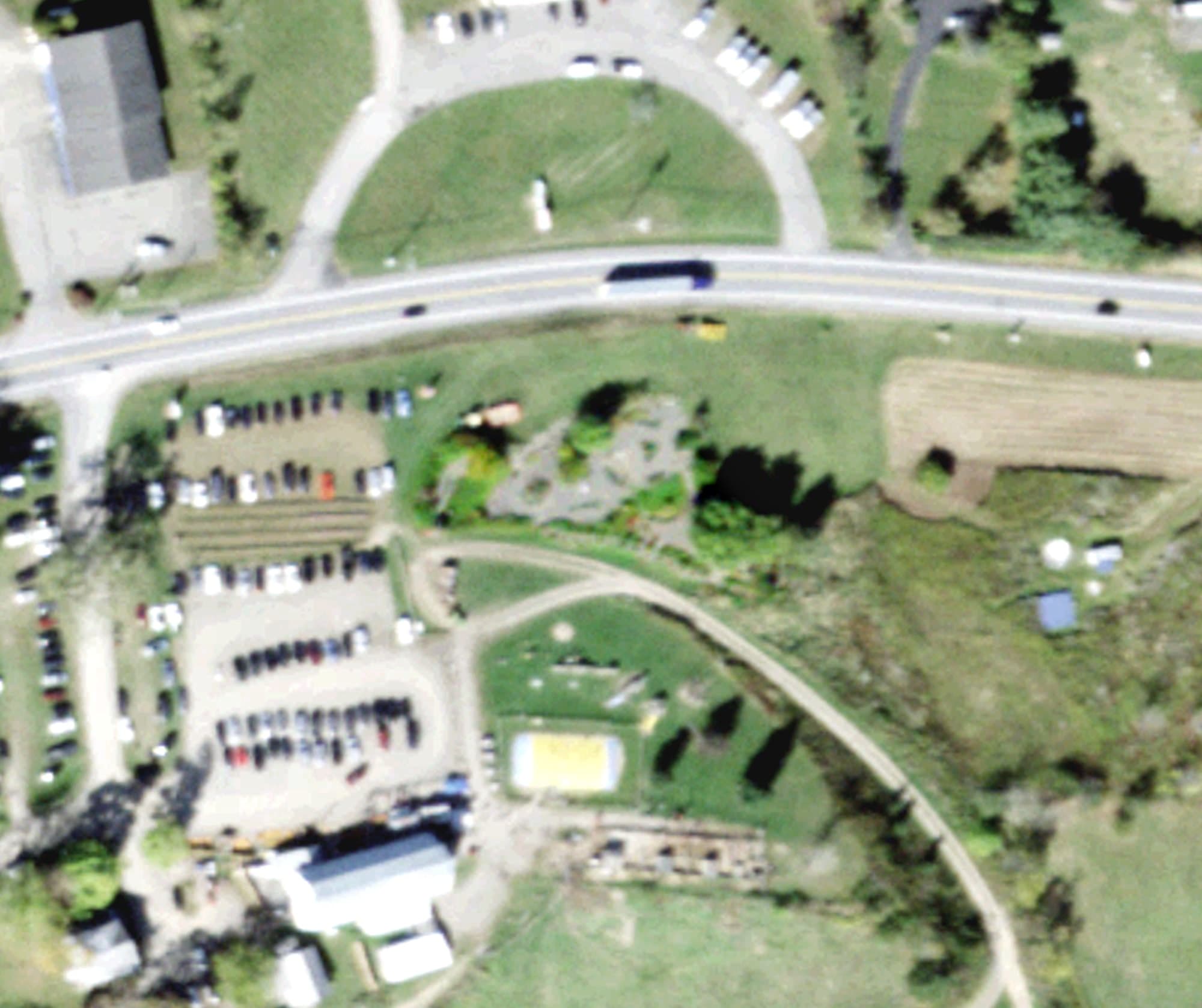 Aerial view of Kelder's Mini-Golf, NY, with its hole routing marked