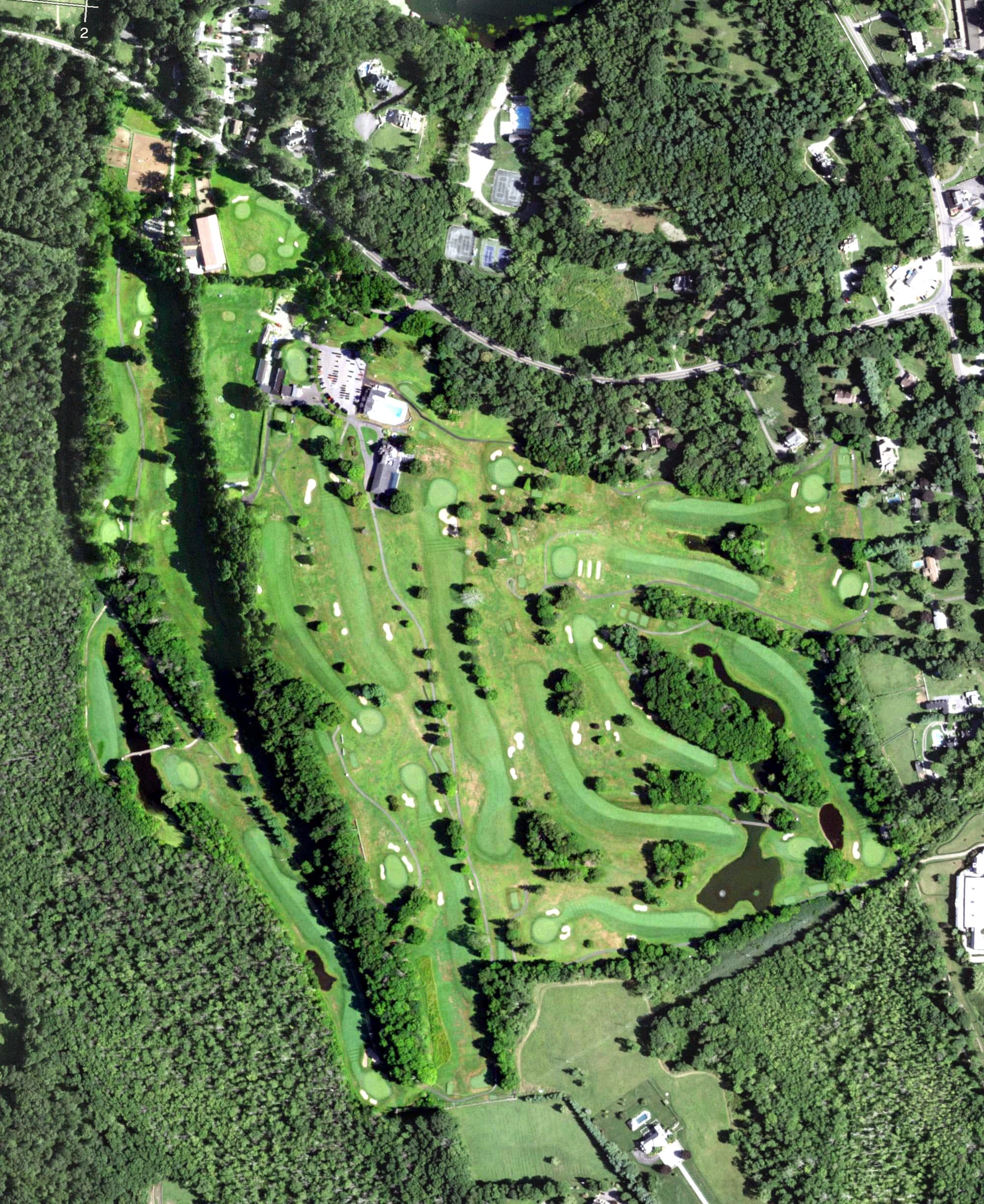 Aerial view of Salem Golf Club, NY, with its hole routing marked