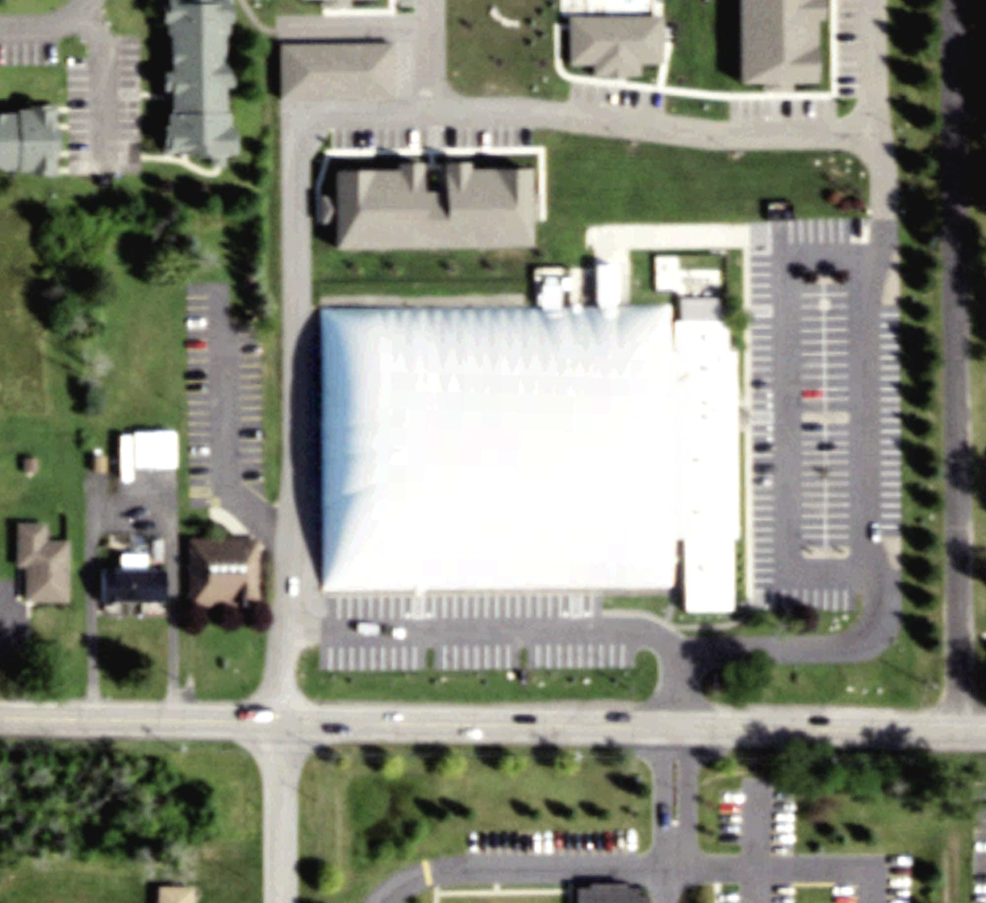 Aerial view of The Dome, NY, with its hole routing marked