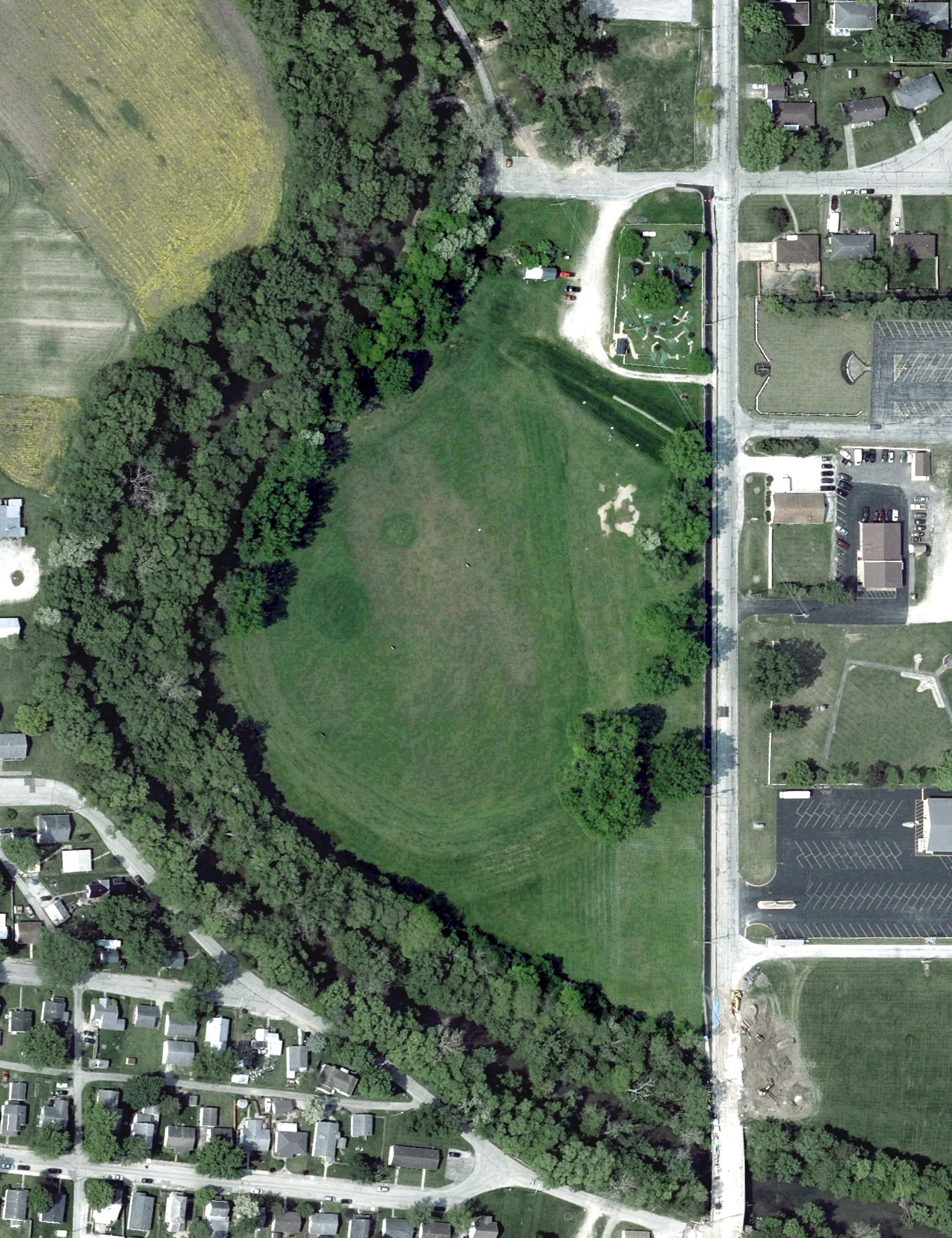Aerial view of Caddie Shack, OH, with its hole routing marked