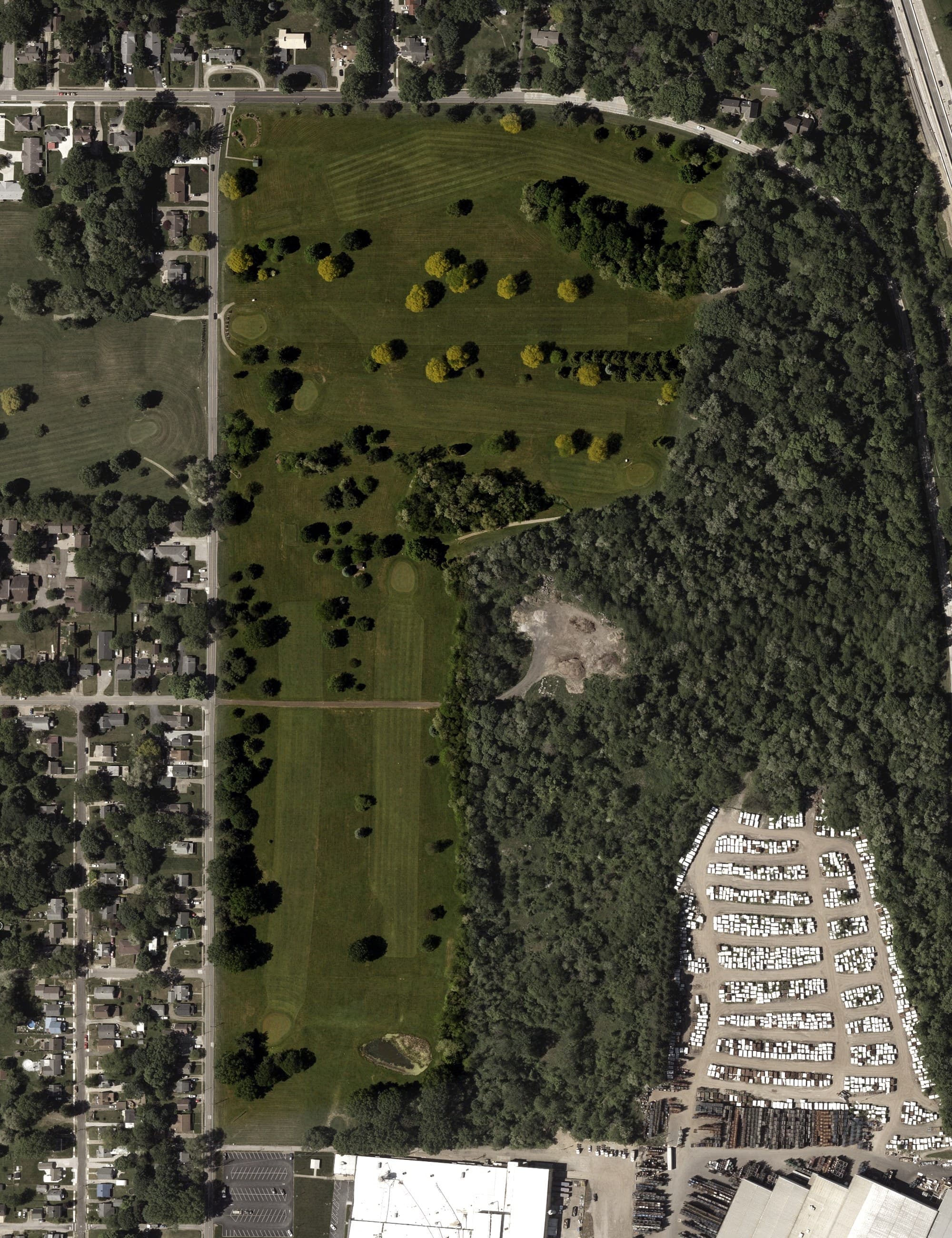 Aerial view of L.C. Boles Golf Course Holes 3-8, OH, with its hole routing marked