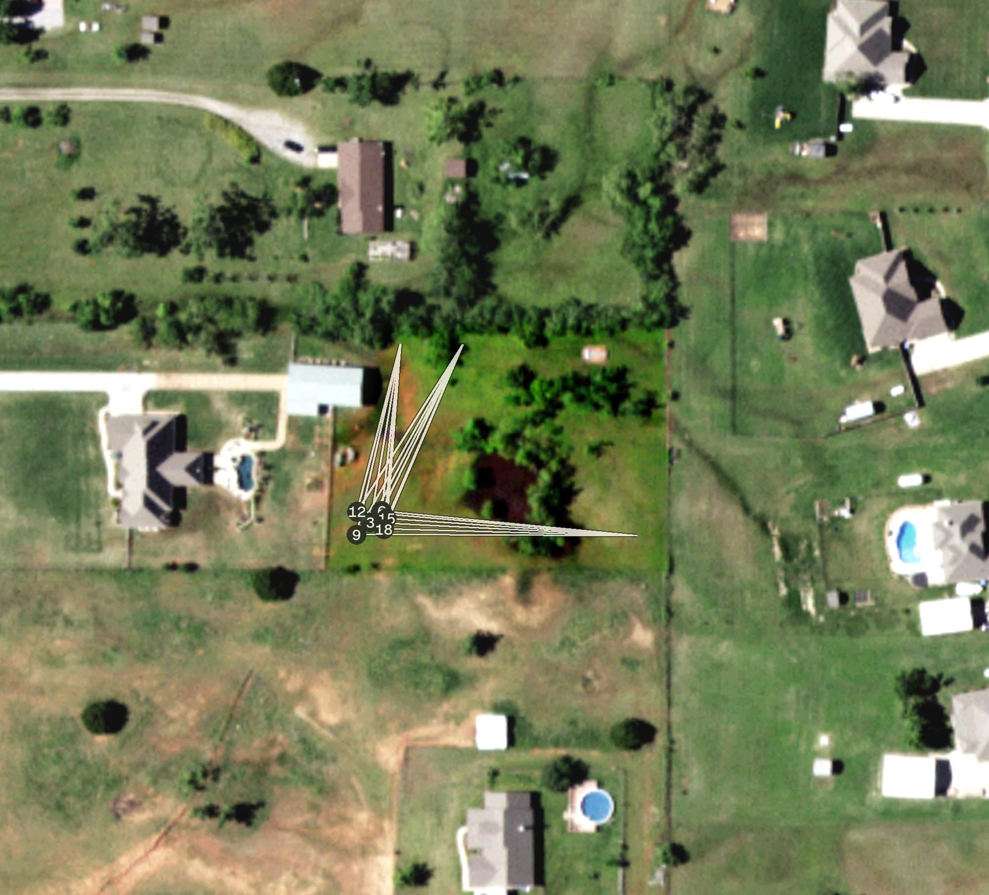 Aerial view of The Acre, OK, with its hole routing marked