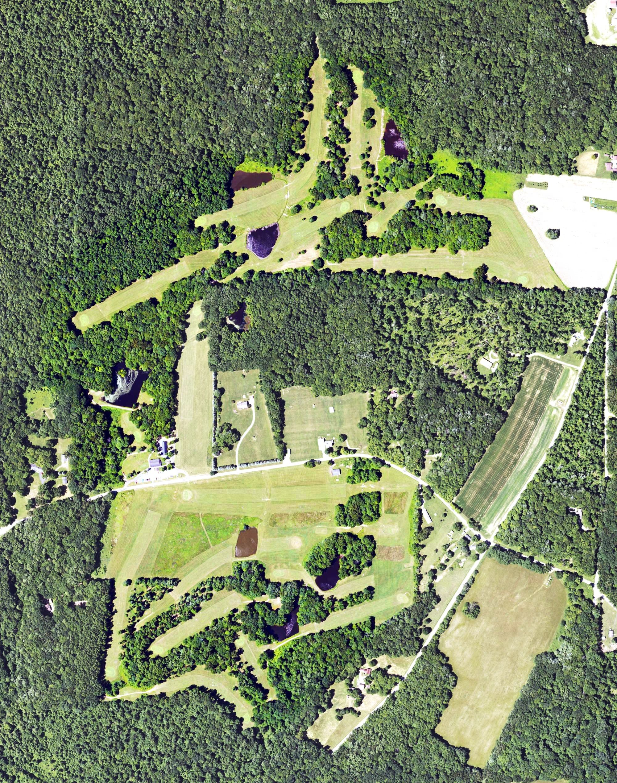 Aerial view of The Greens at Salvatora Farms, PA, with its hole routing marked