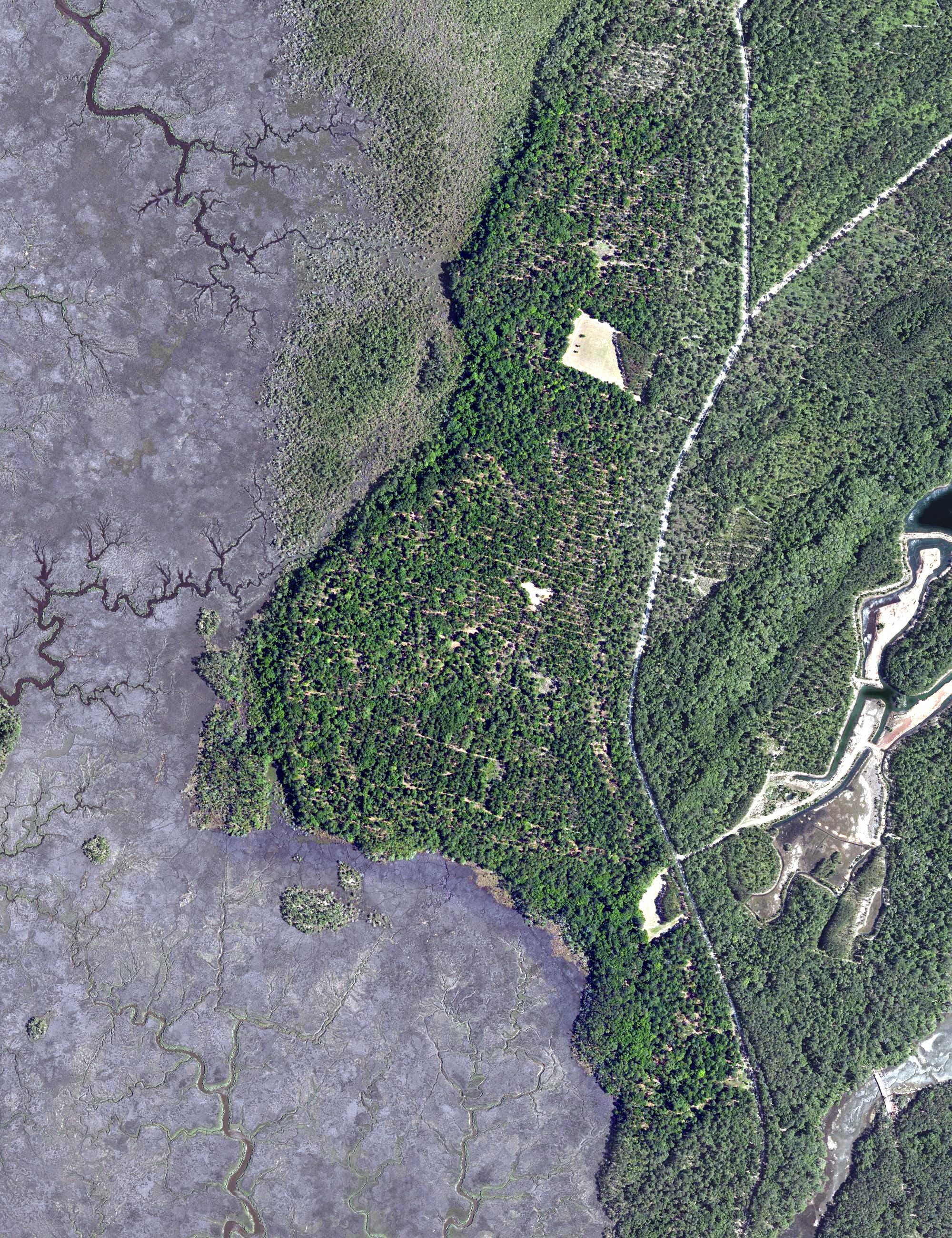 Aerial view of Anson Point Golf Course, SC, with its hole routing marked