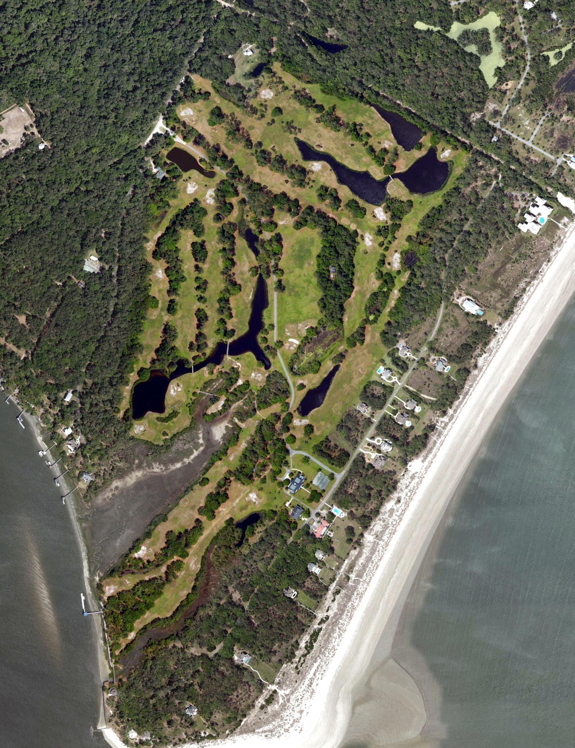 Aerial view of Bloody Point, SC, with its hole routing marked
