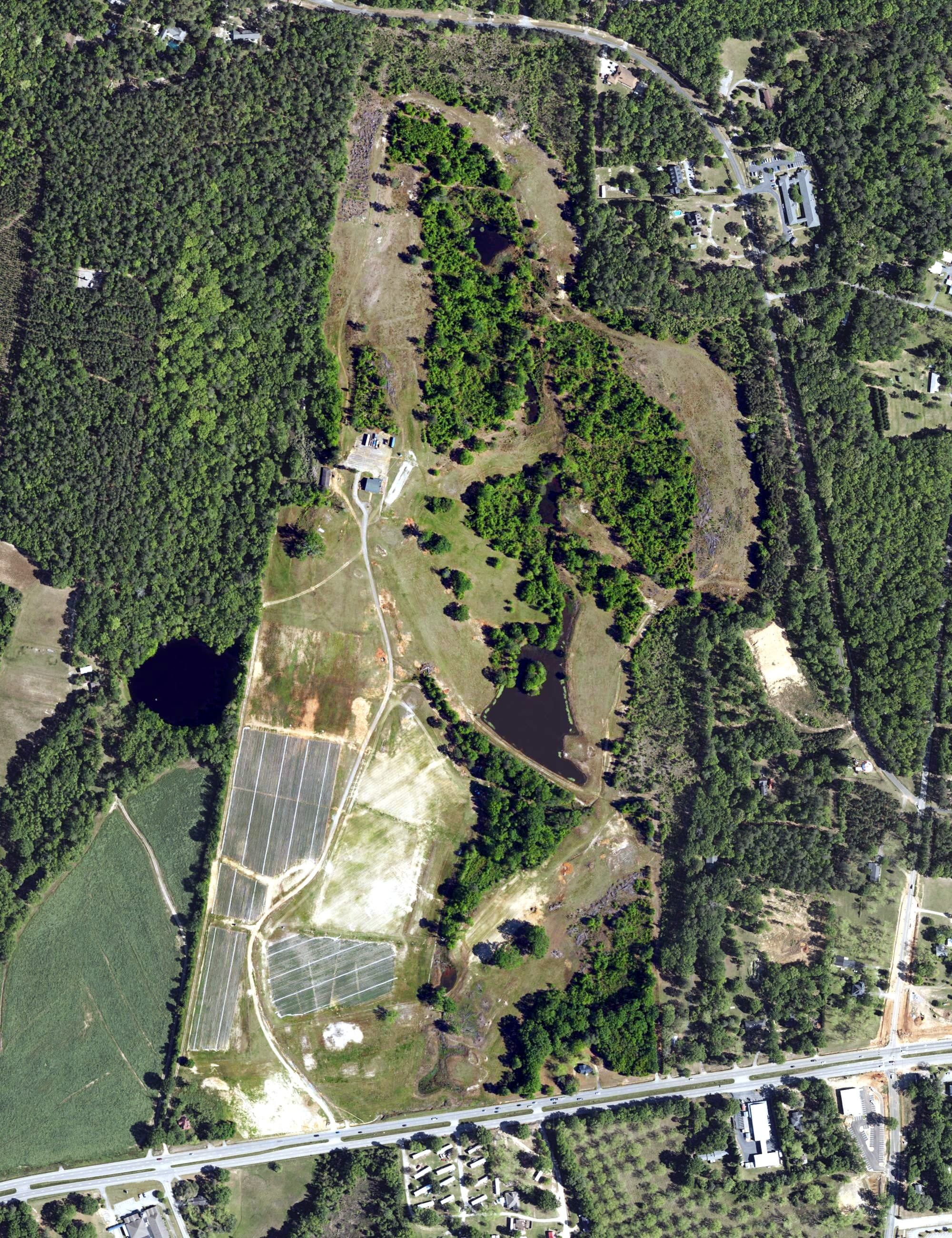 Aerial view of Sedgewood Country Club, SC, with its hole routing marked